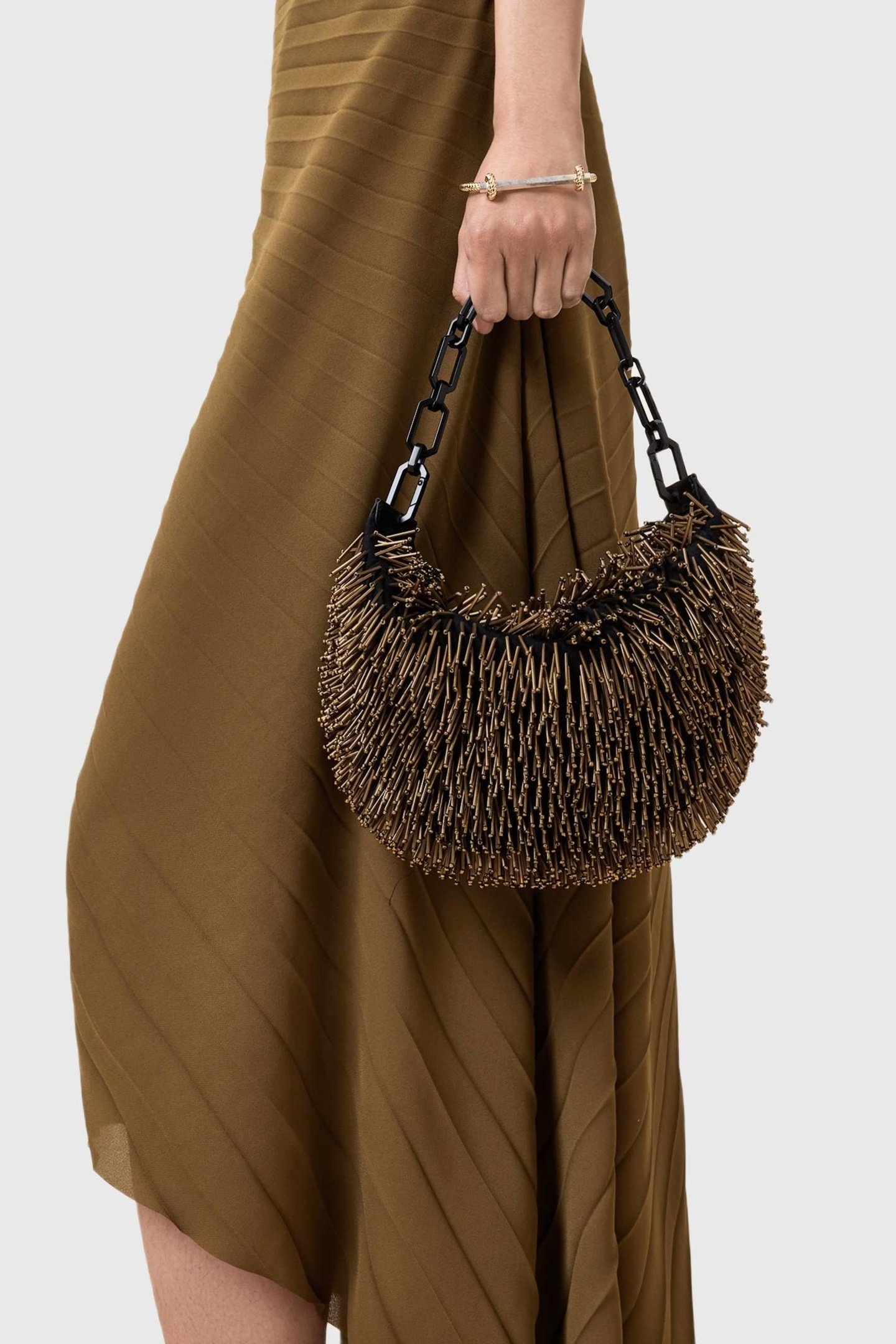 MADEA CHAIN BEAD BAG WARM BRASS/BLACK 1