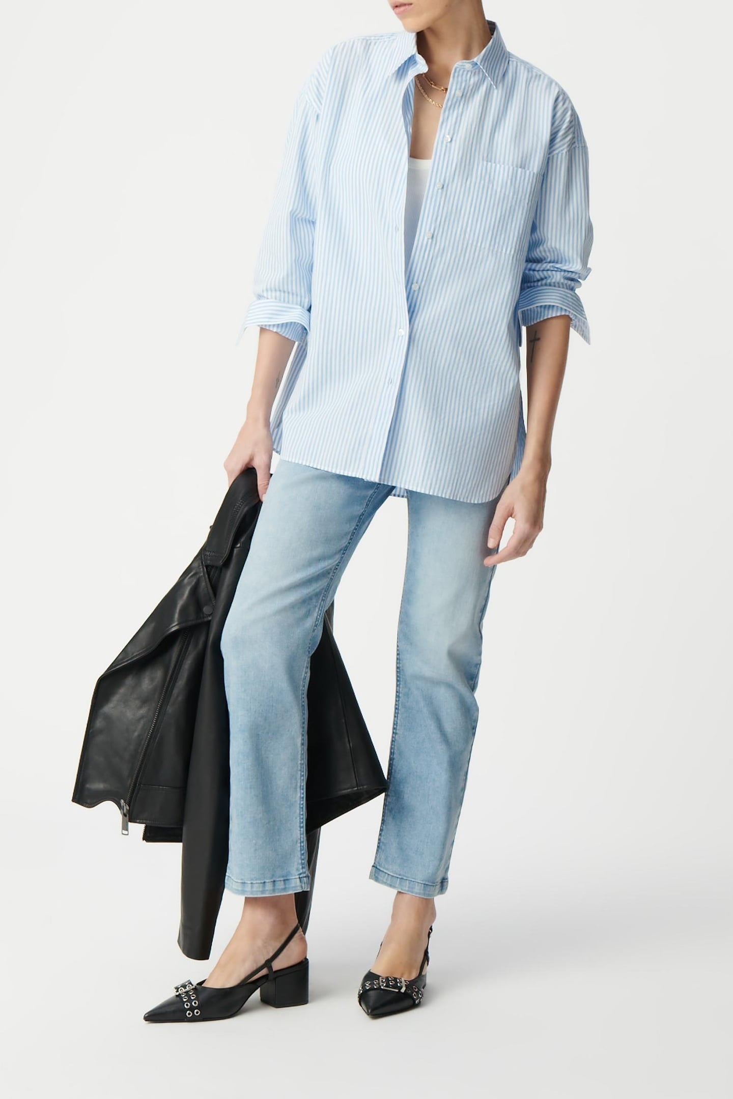 OVERSIZED BLUE STRIPED ORGANIC COTTON SHIRT 1