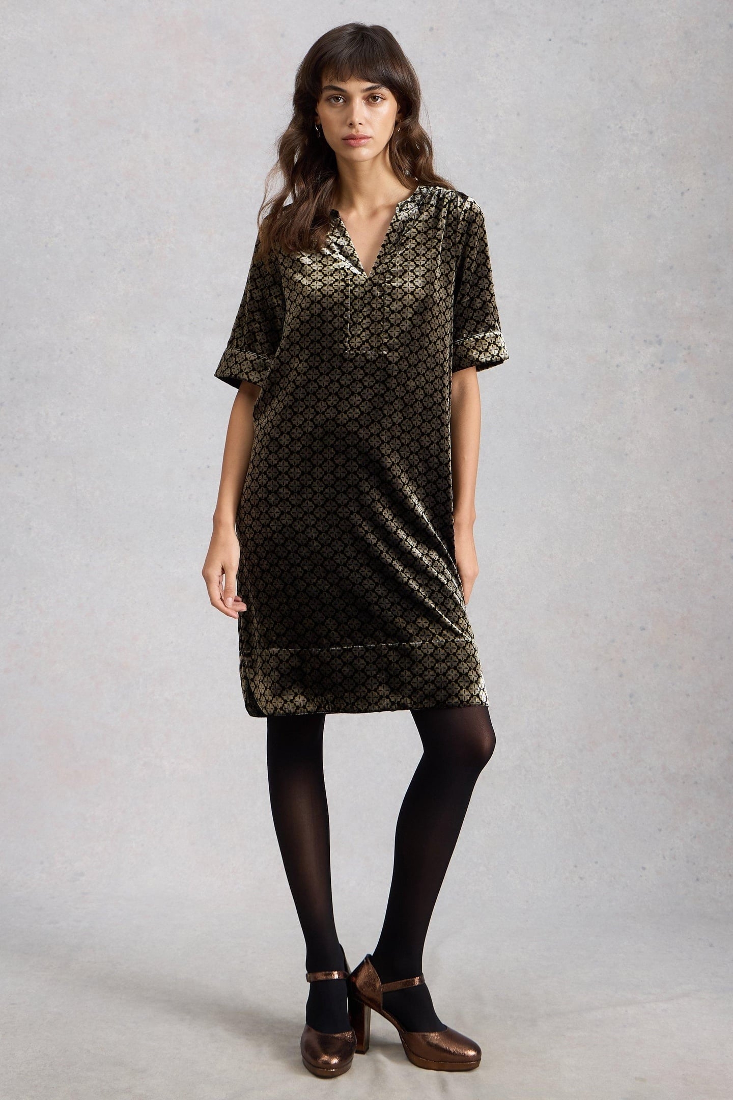 JUNE VELVET DRESS NATURAL MULTI 1