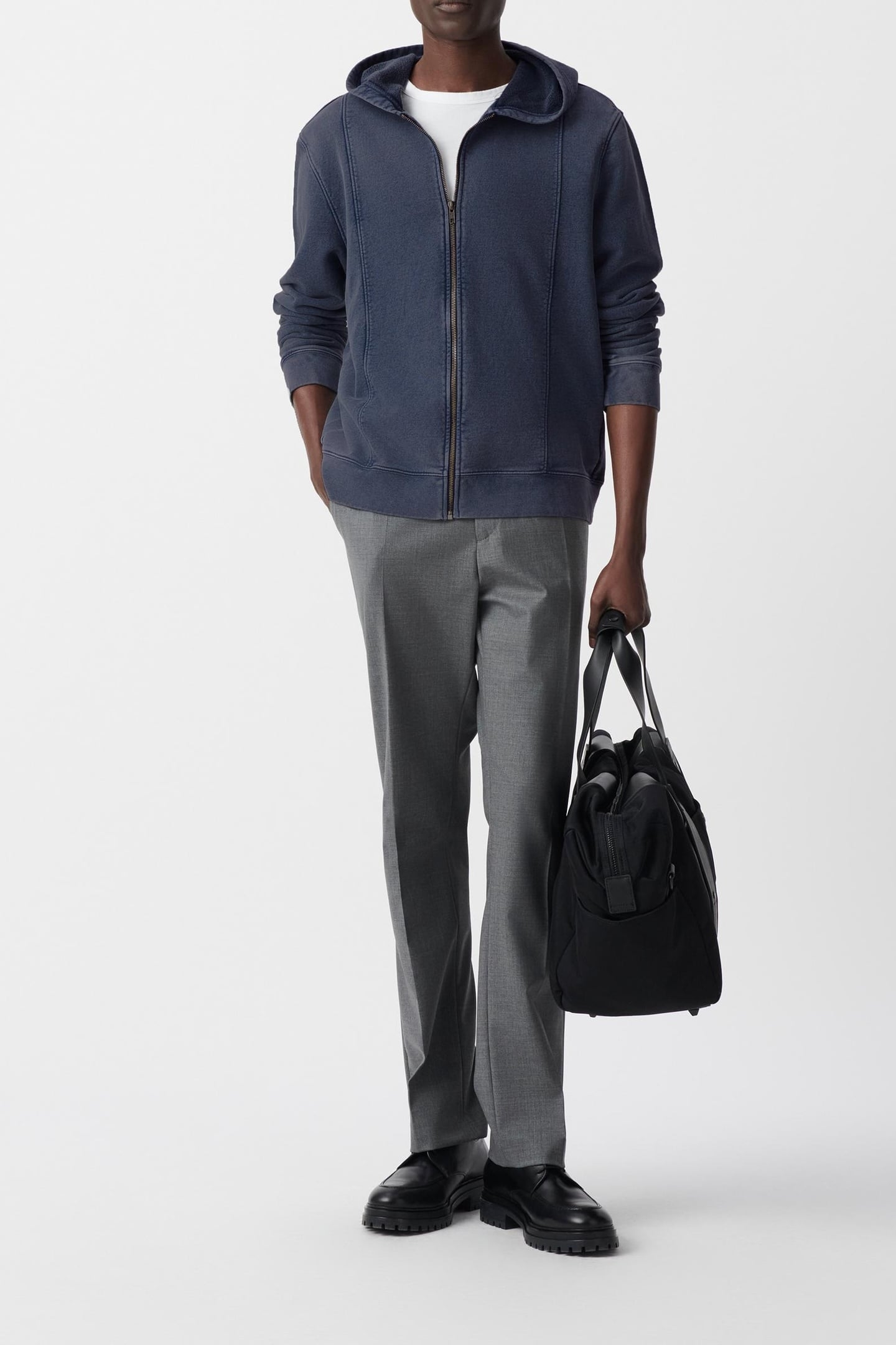 INK SWEATSHIRT FABRIC ZIP-UP HOODED CARDIGAN 1