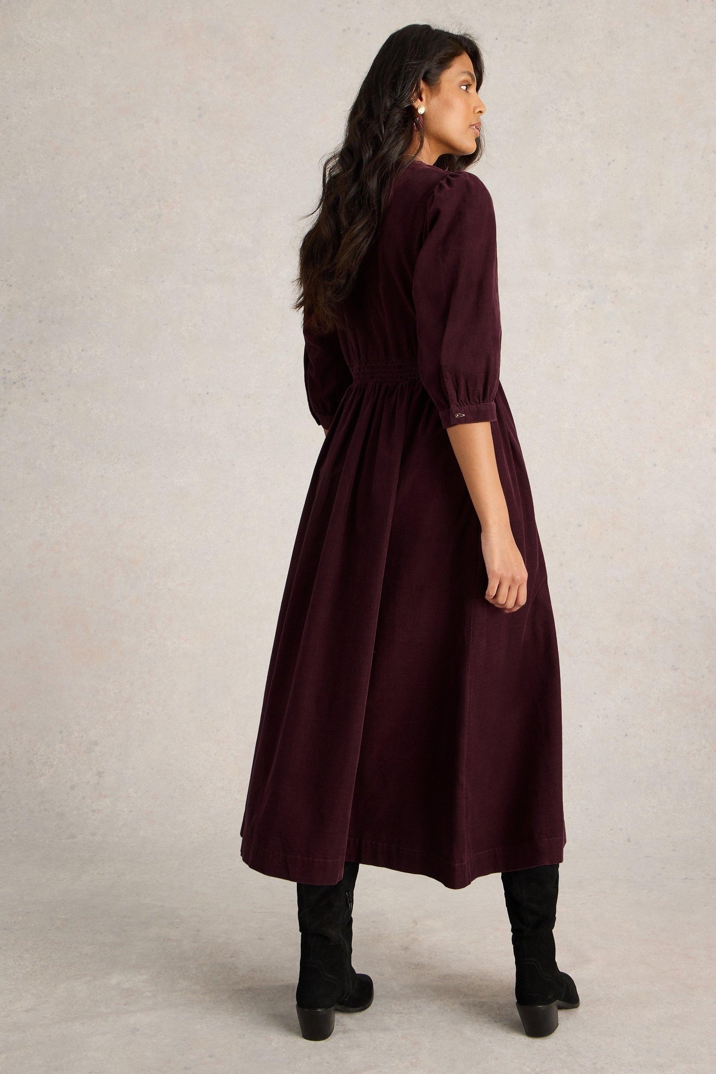 LUCY CORD DRESS DARK PLUM 3