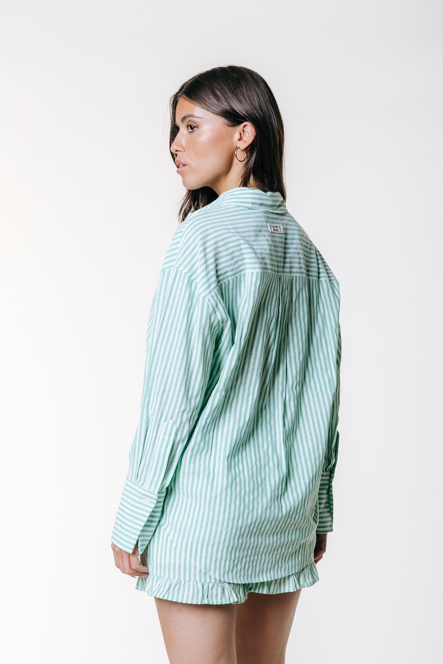 TALIA STRIPED DROPPED SHOULDER BLOUSE BRIGHT GREEN 2