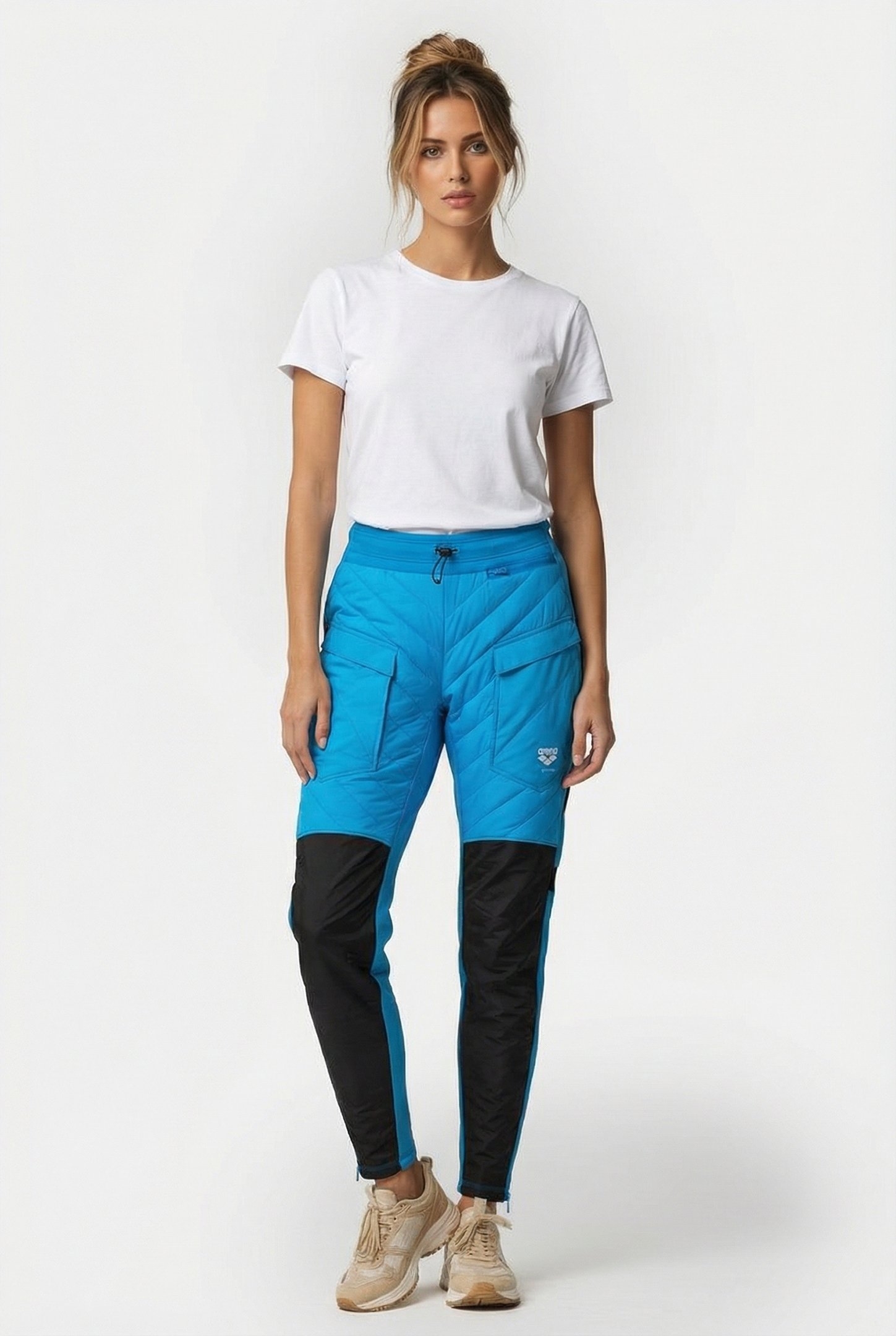 UNISEX HALF-QUILTED PANT CYAN BLACK 1