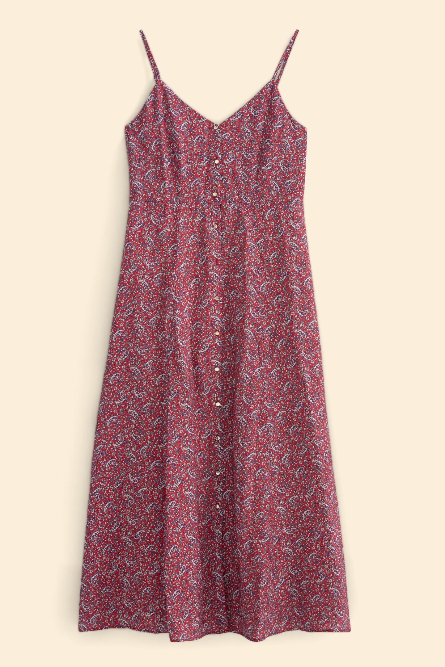 RED STRAPPY DRESS WITH PAISLEY PRINT CARMINE RED 5