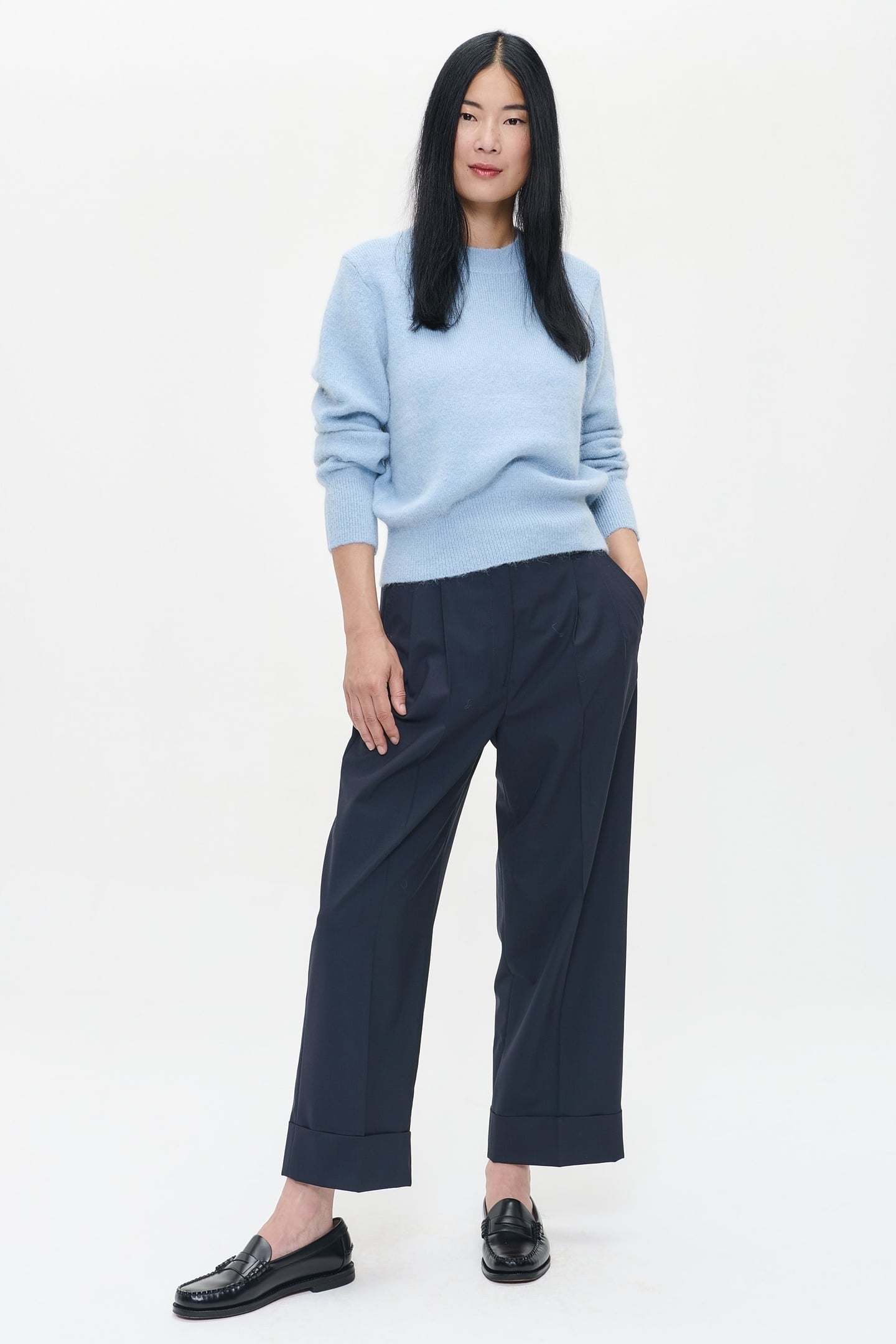 ALPACA ROUND NECK PULLOVER BLUE HAZE 2