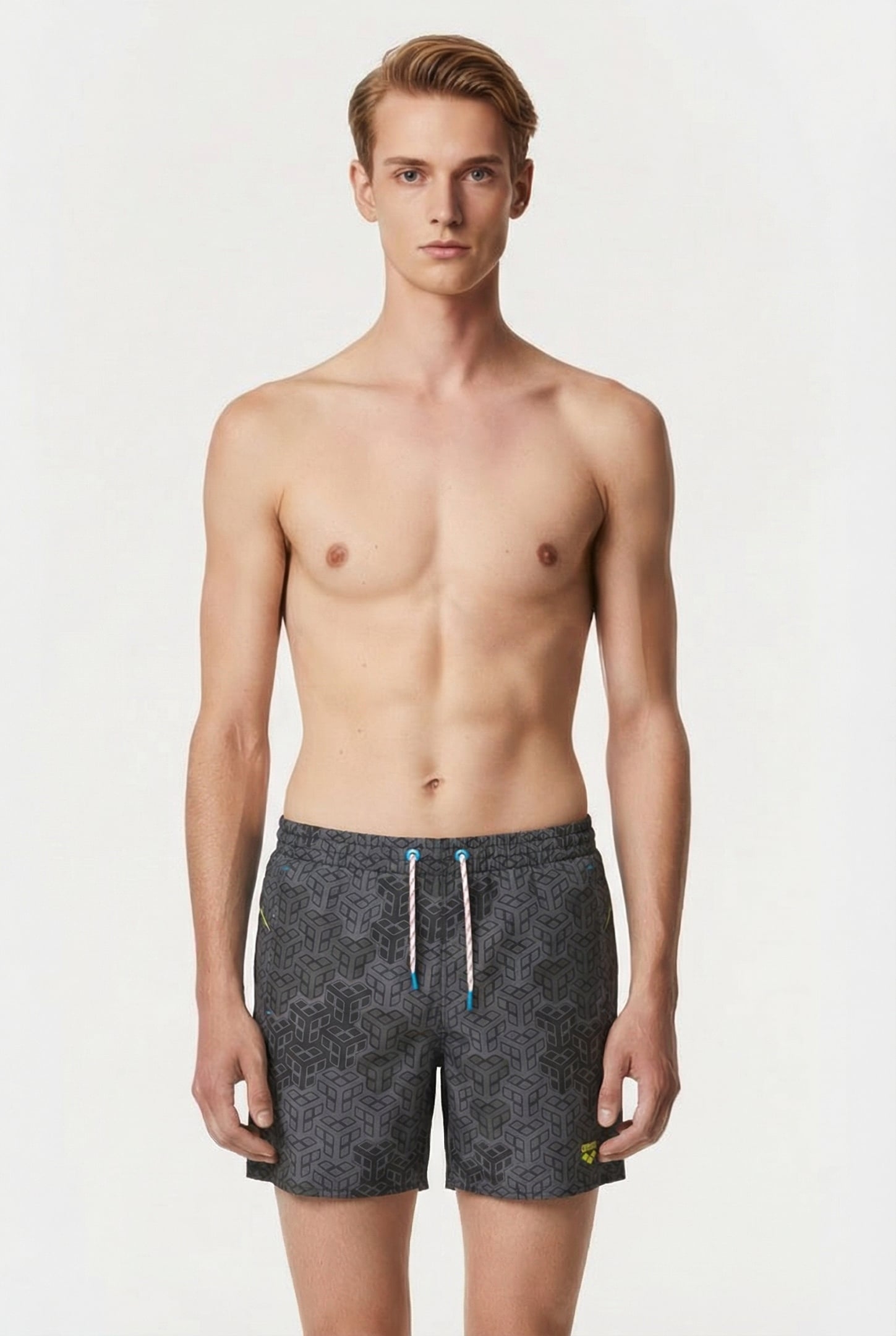 MEN'S ARENA PRO_FILE BEACH BOXER AO BLACK MULTI-SOFT GREEN 1