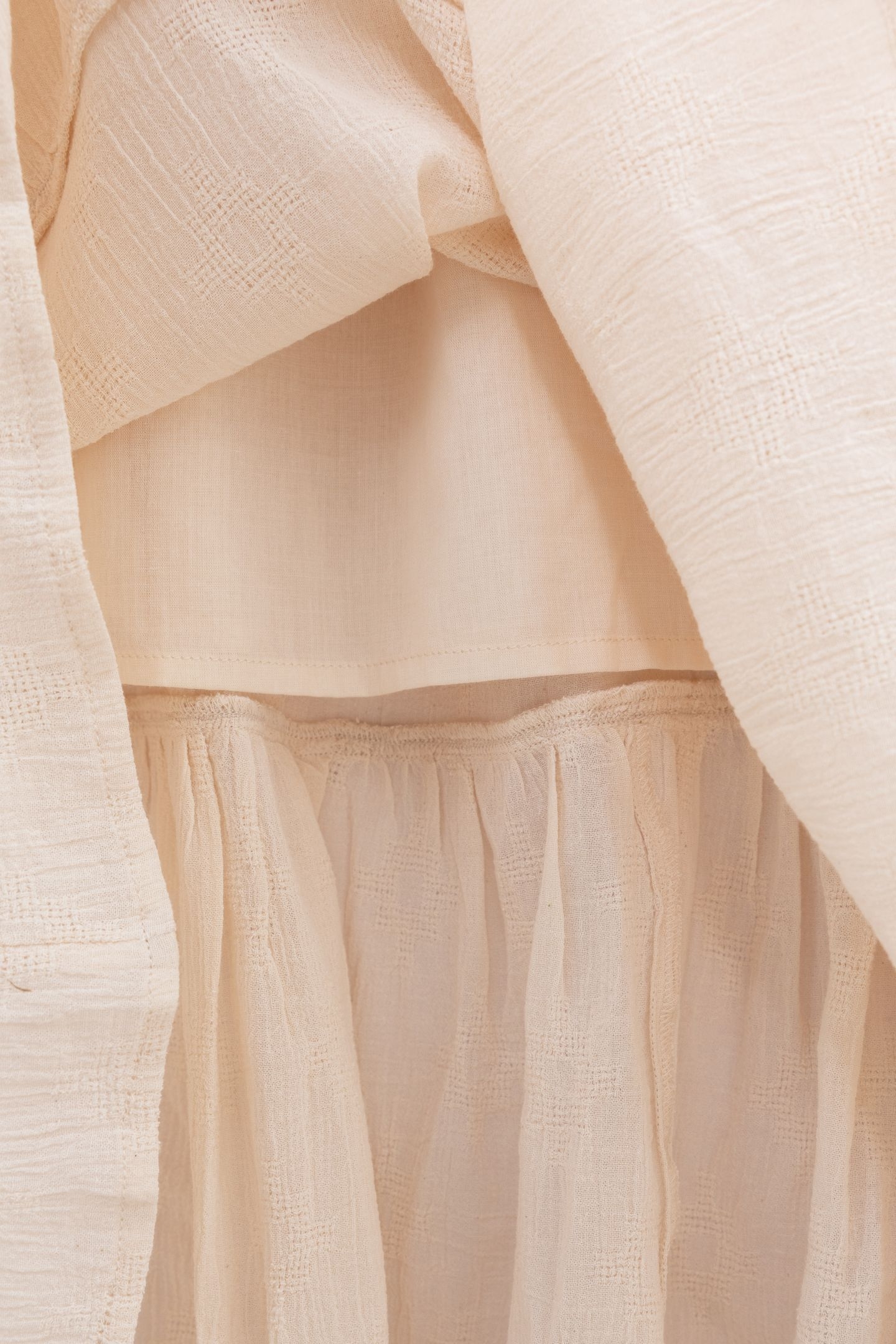 LONG ECRU DRESS WITH ELASTICATED NECKLINE 5