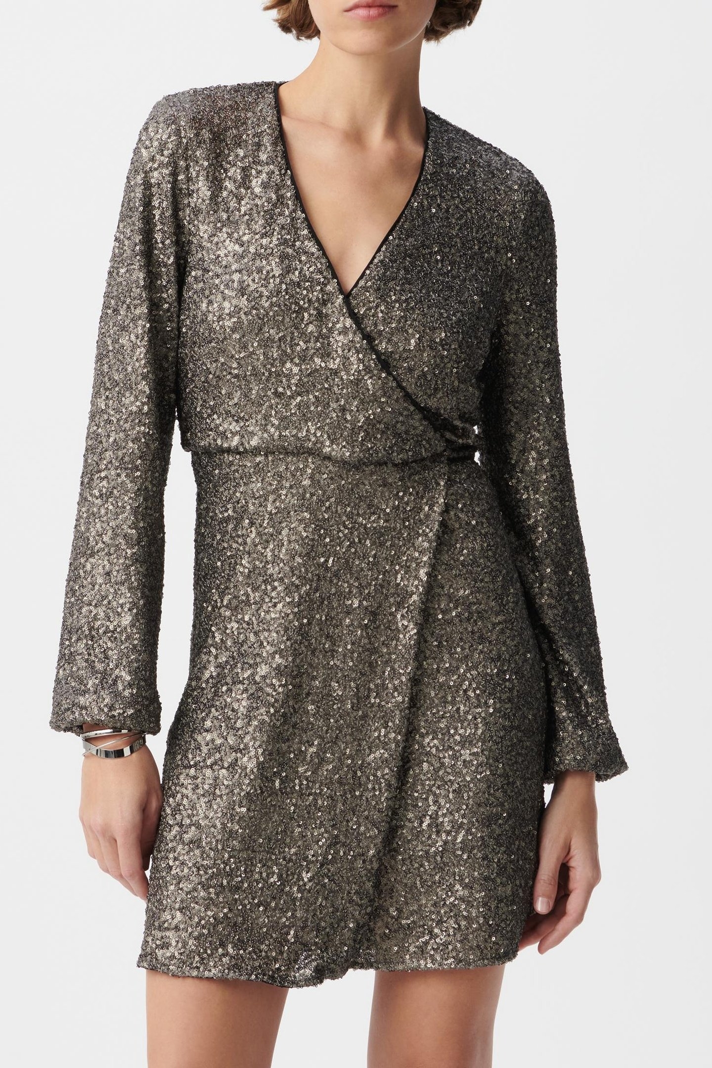 GREY DRESS EMBROIDERED WITH METALLIC SEQUINS 2