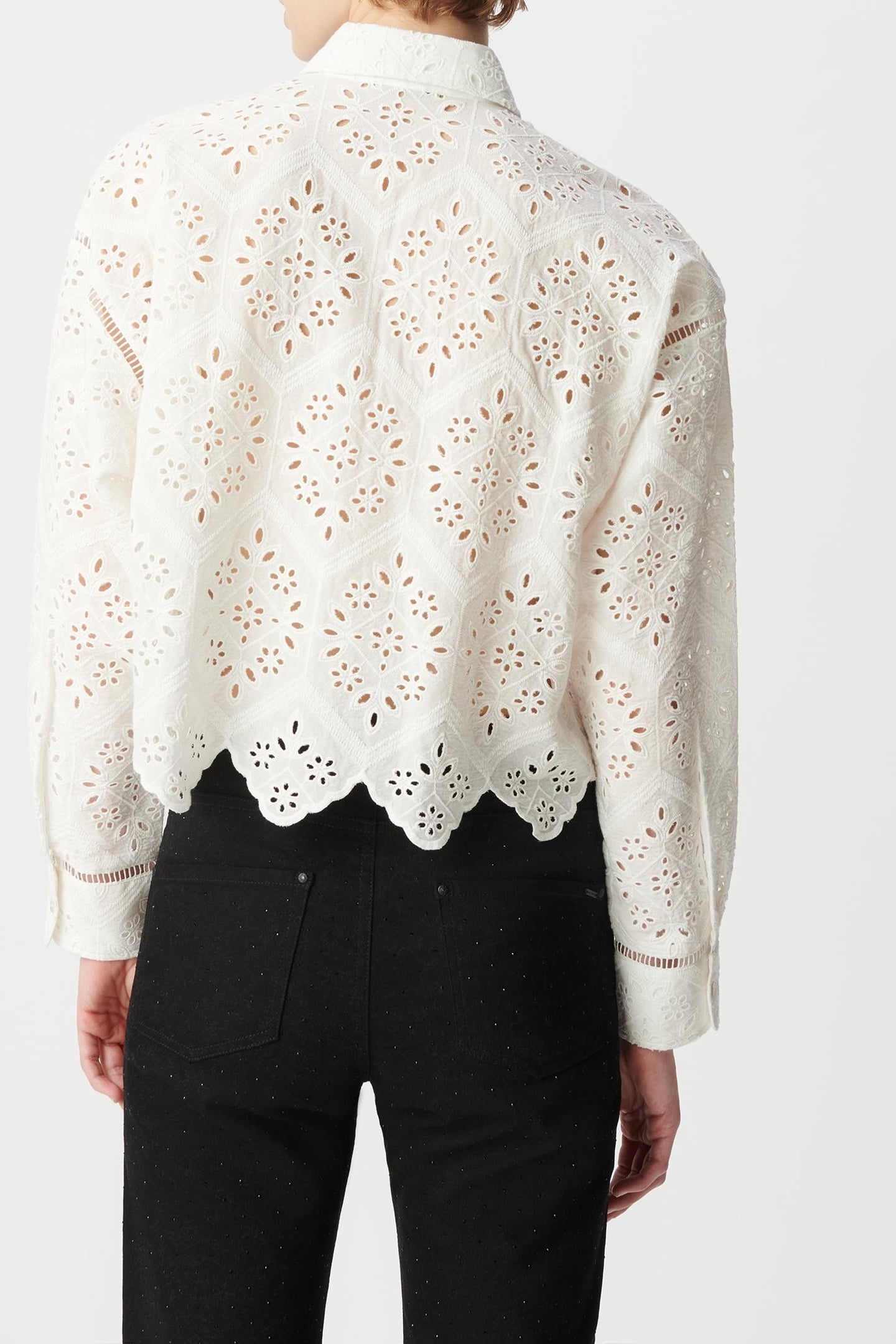 WHITE ORGANIC COTTON SHIRT, BRODERIE ANGLAISE 3