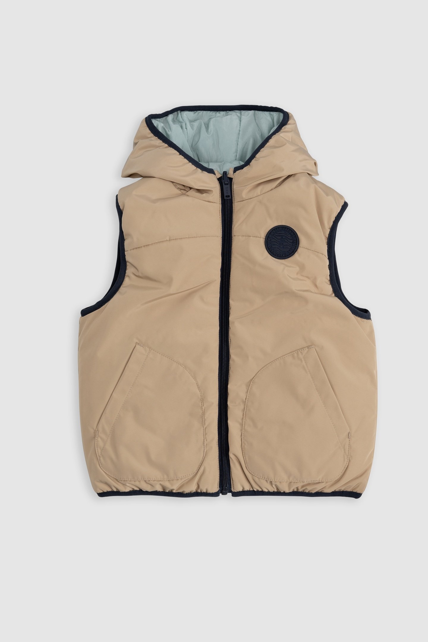 BEIGE AND WATER GREEN REVERSIBLE PADDED JACKET 2