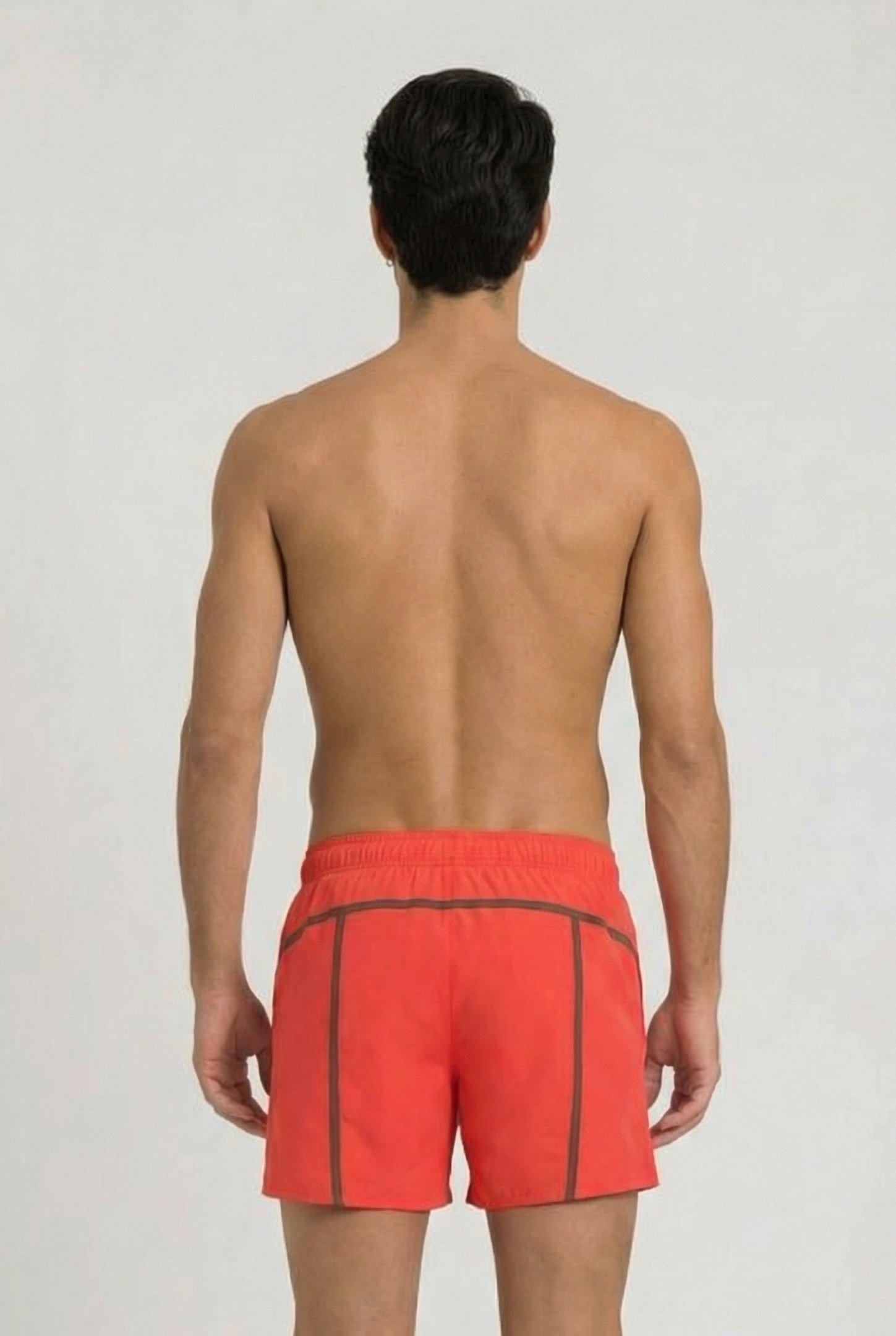 MEN'S ARENA PRO_FILE BEACH SHORT FLUO RED-DARK OLIVE 2