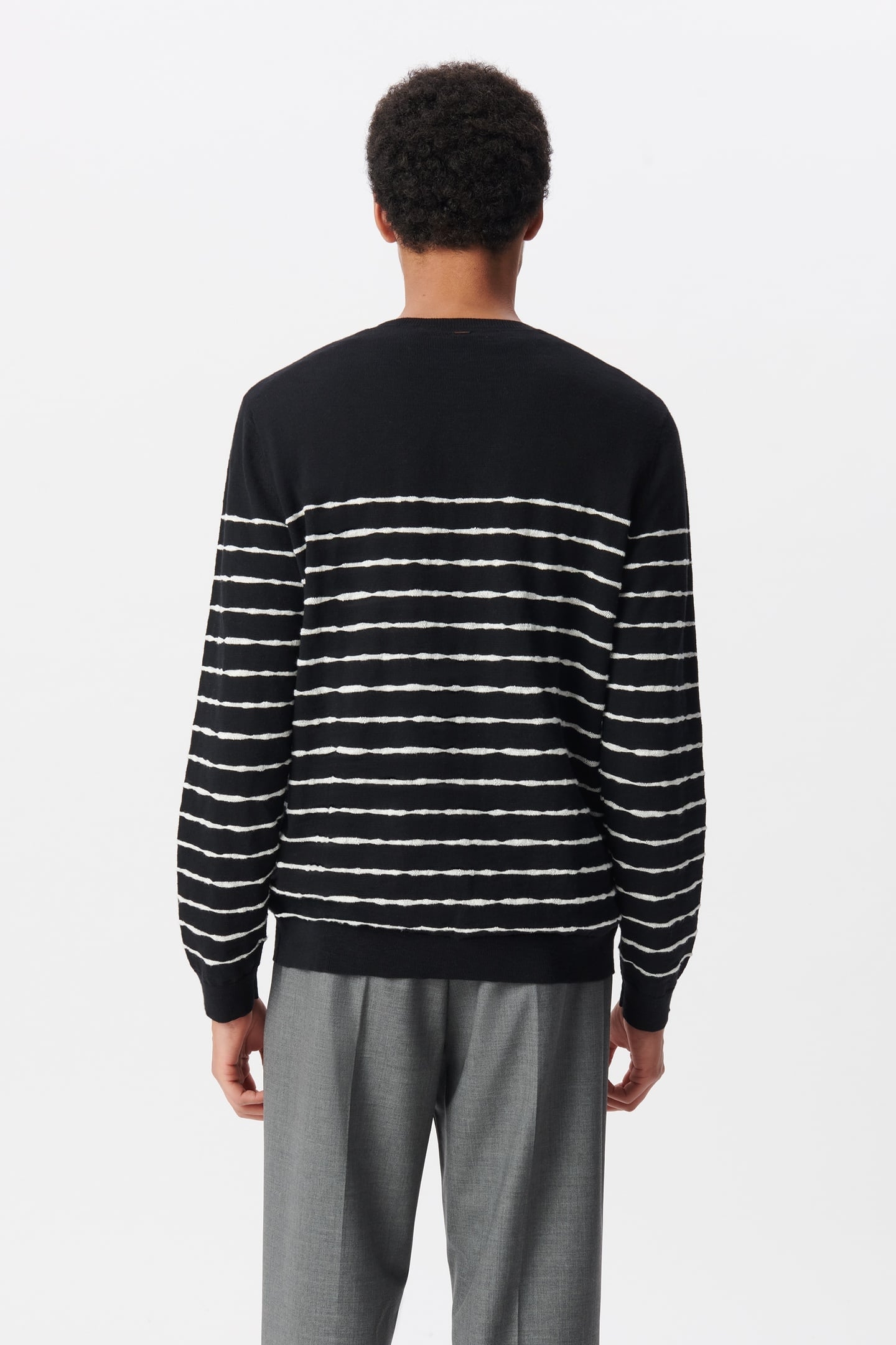 BLACK FINE KNIT SAILOR SWEATER, WHITE STRIPES 3