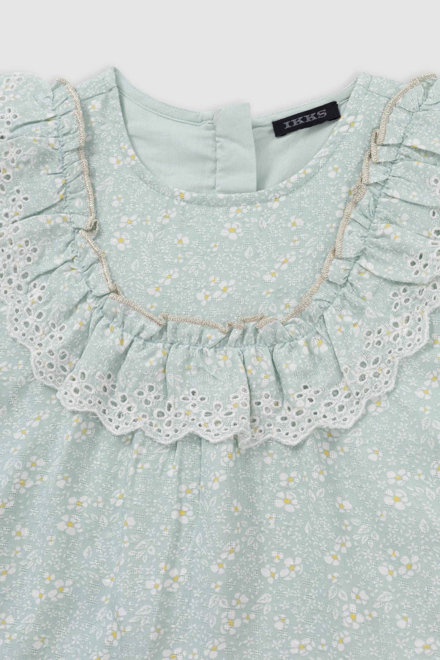 WATER GREEN FLORAL PRINT BLOUSE 3