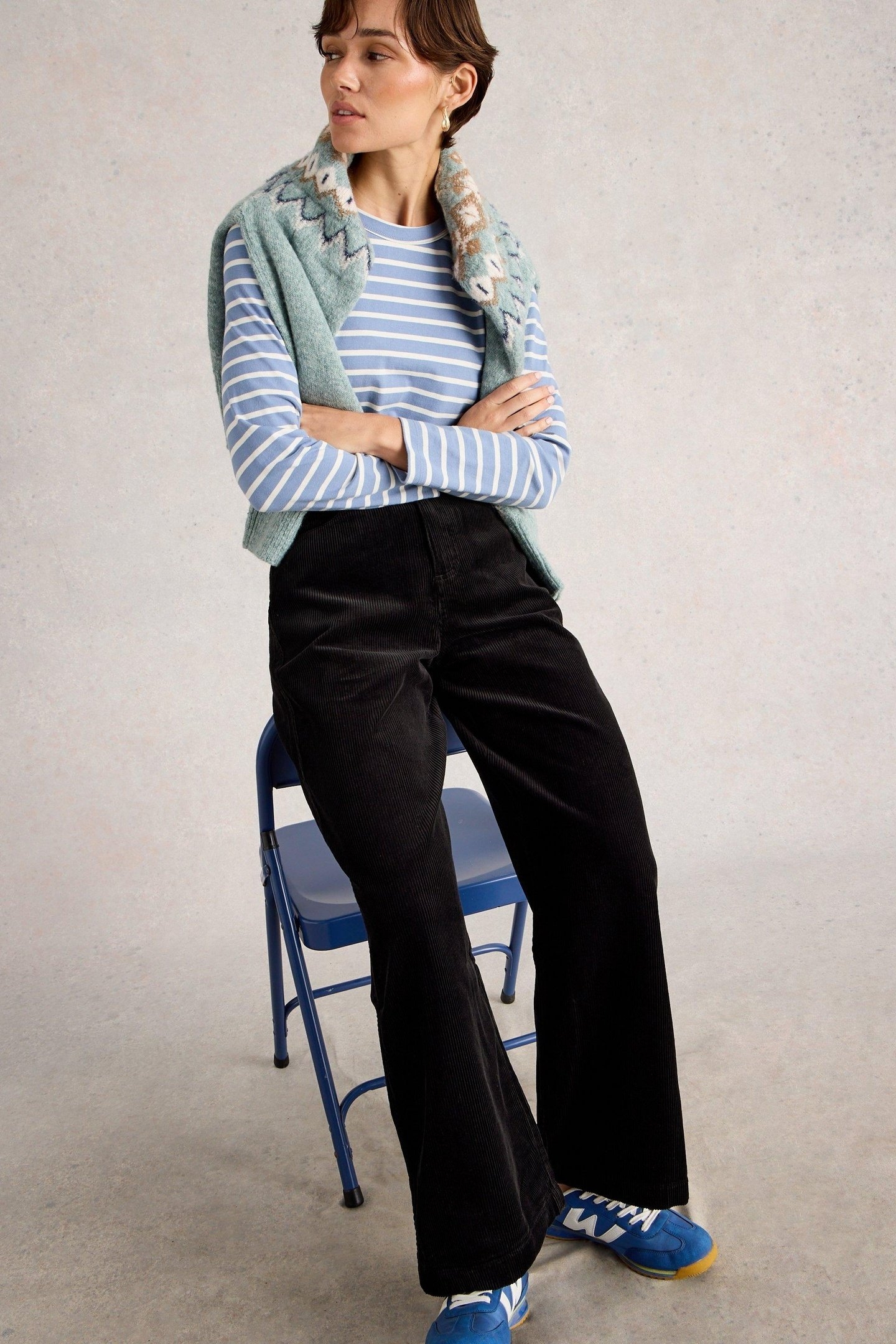 AYLA CORD WIDE LEG TROUSER PURE BLACK 5