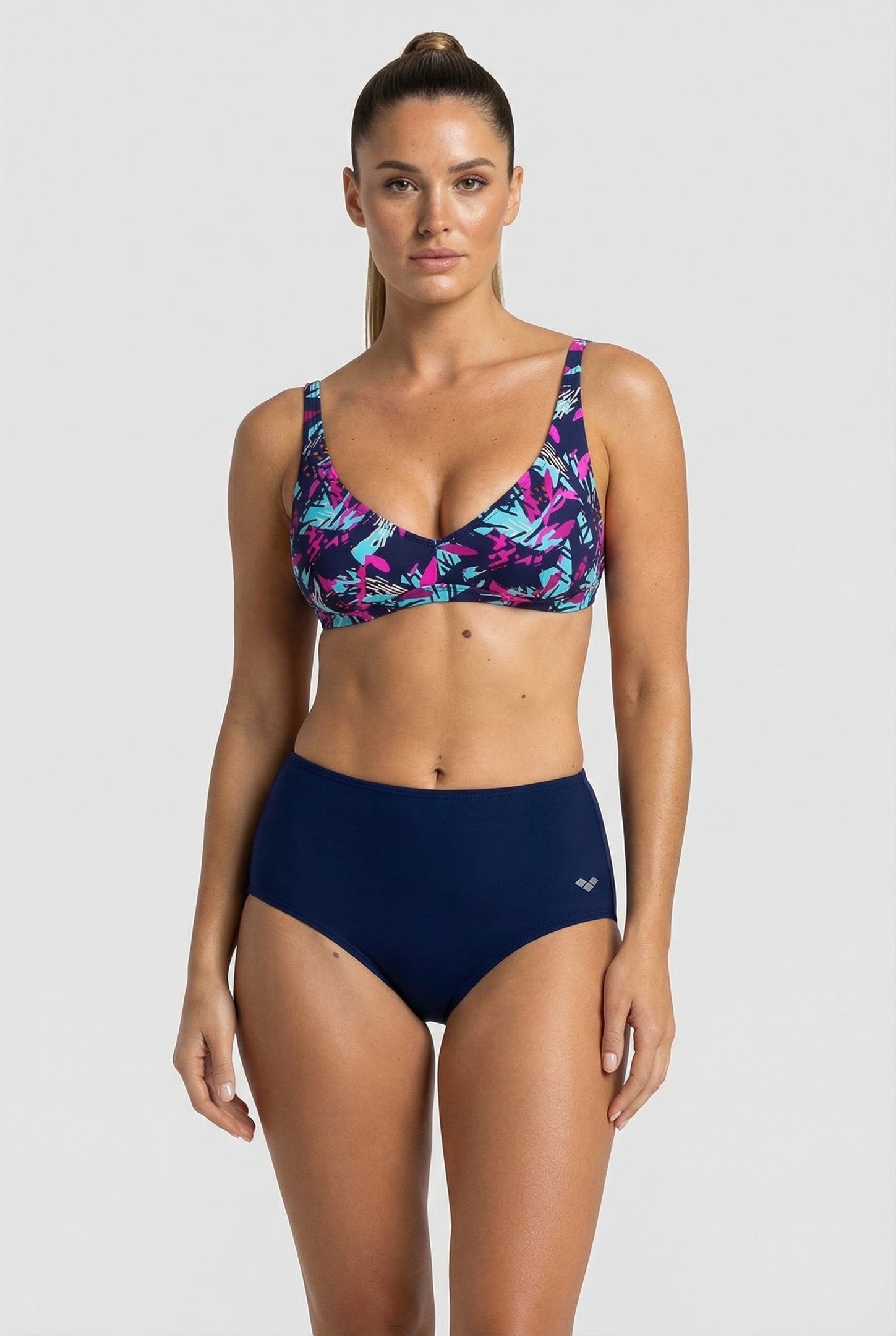 WOMEN'S BODYLIFT SWIMSUIT FRANCY TWO PI NAVY-FREAK ROSE MULT 1