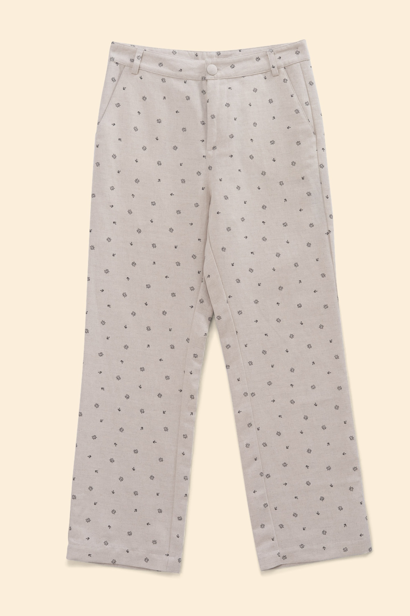 ECRU PANTS WITH MICRO FLOWER PRINT ECRU 5