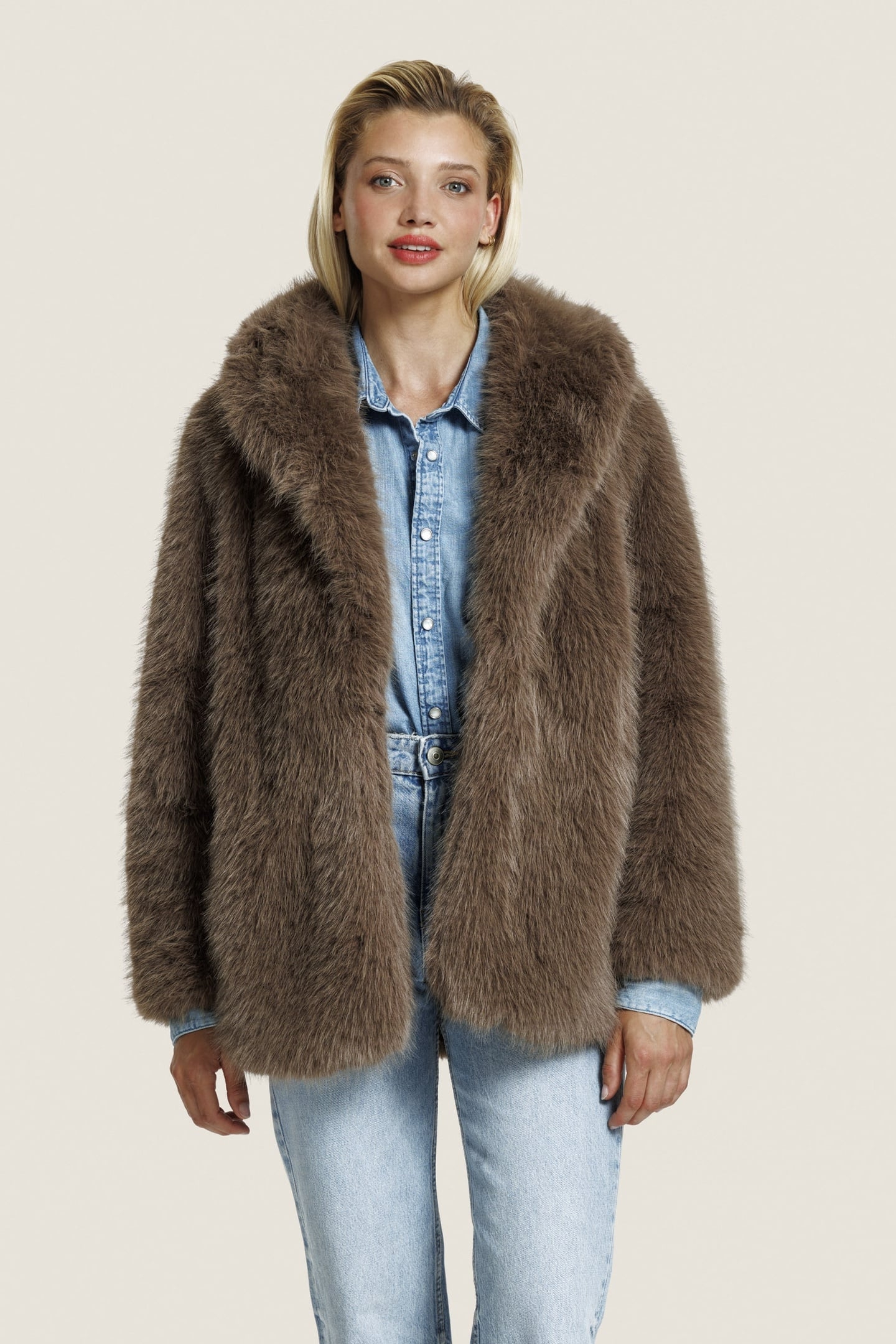 HARPER FUR JACKET DARK TAUPE 1