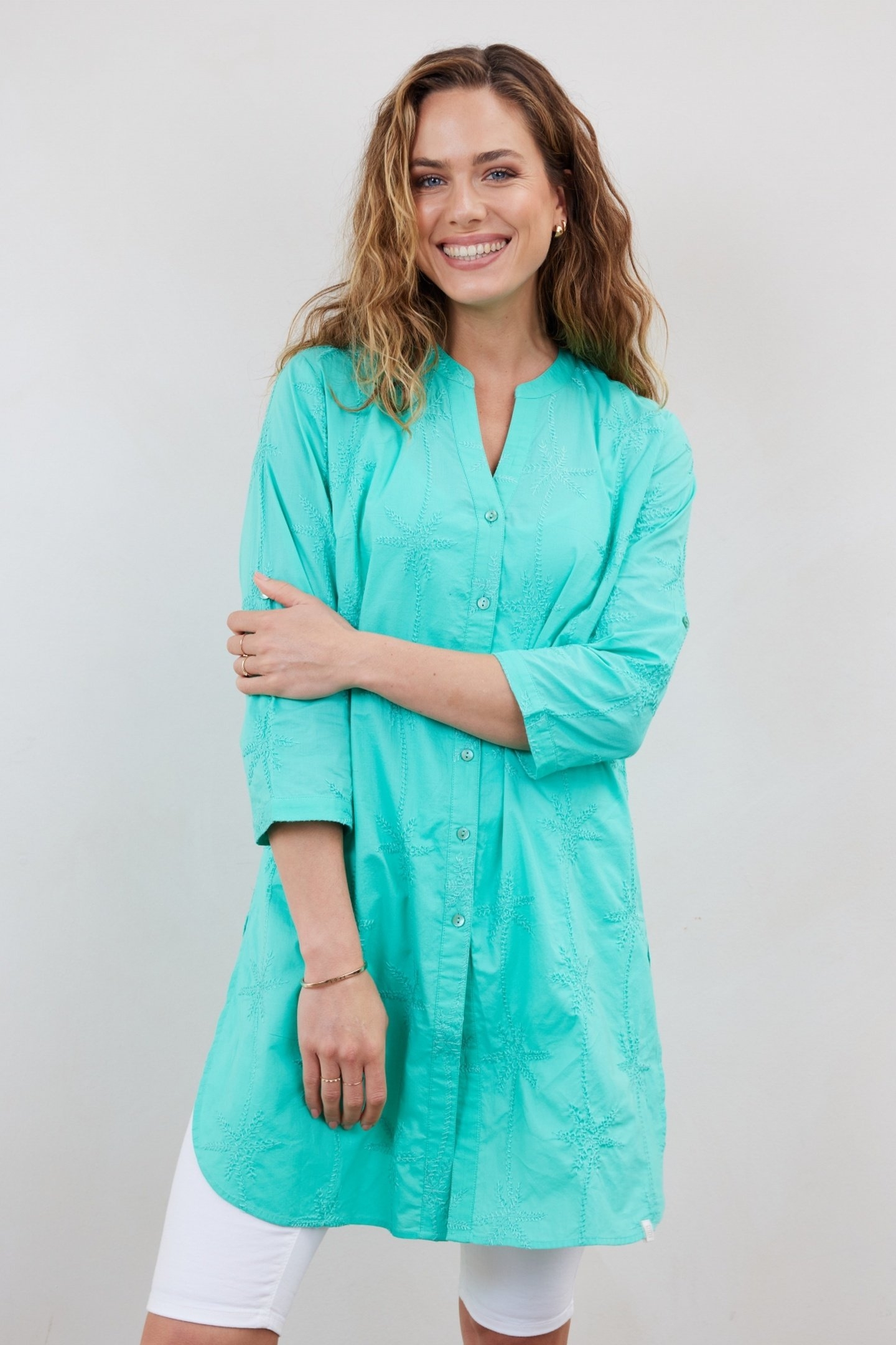 TUNIC PALM IN ELECTRIC GREEN 1