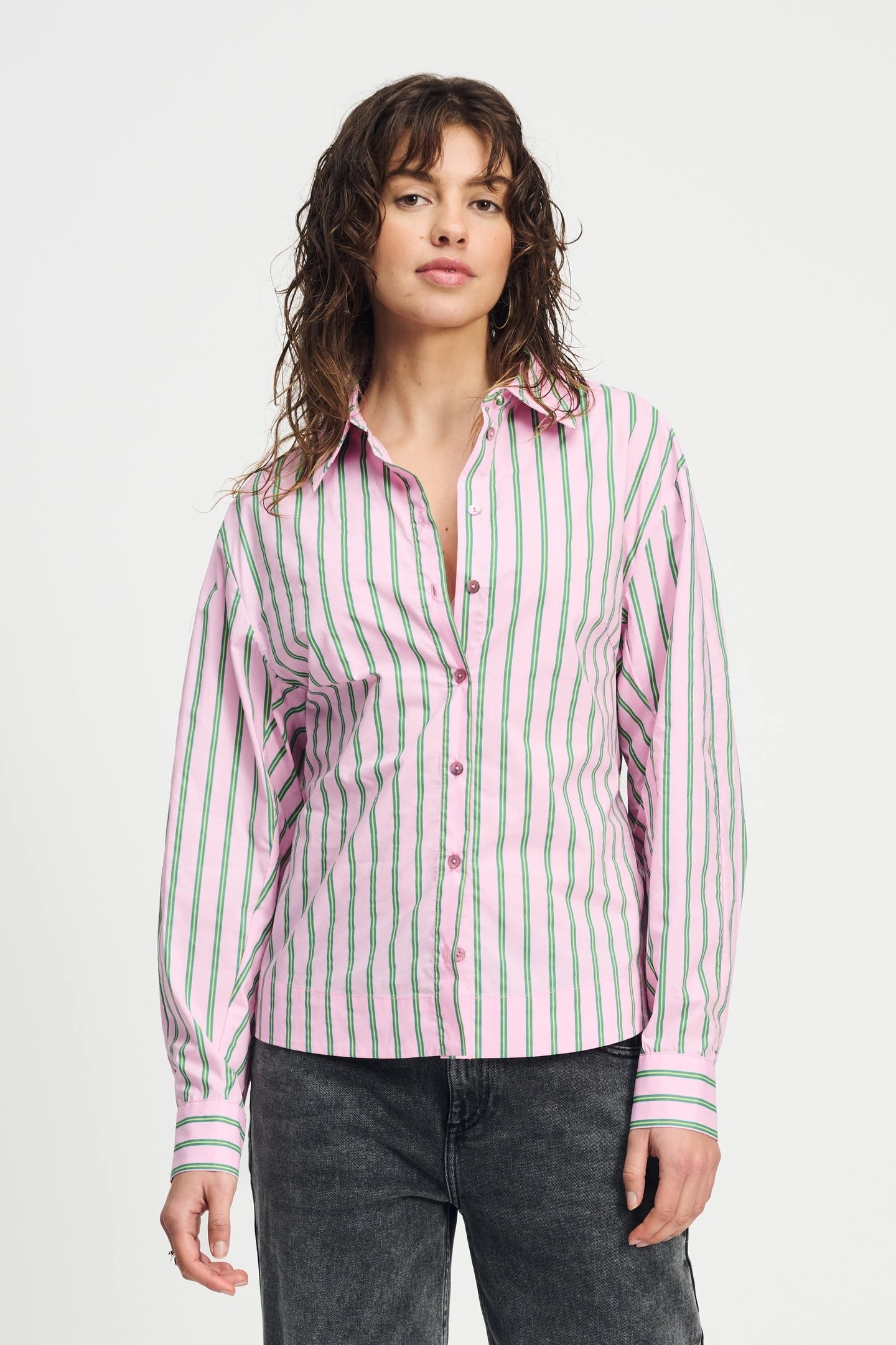 BLOUSE - STRIPED POPLIN ROSE PINK 2