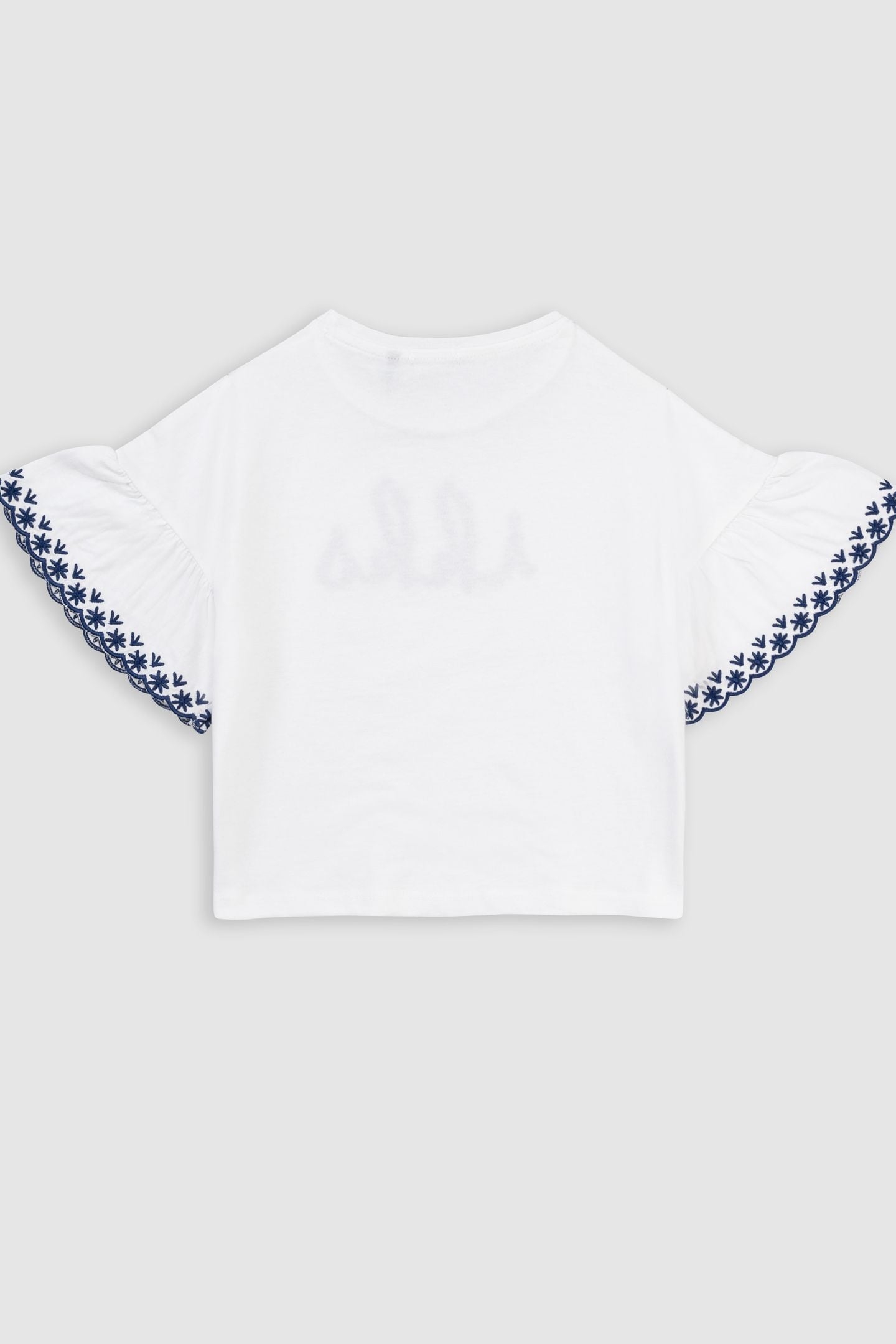 IKKS NAVY EMBROIDERED WHITE ORGANIC COTTON T-SHIRT 3