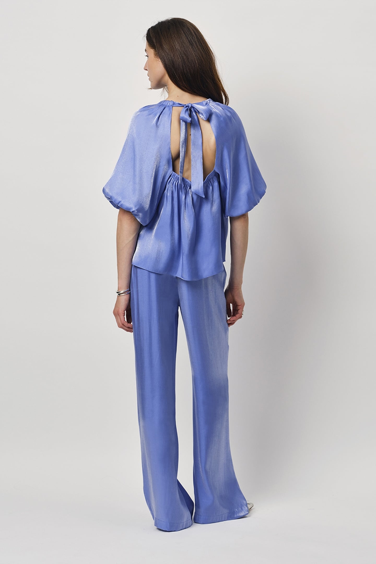 SIMO SHIMMER BACK DETAIL TOP CORNFLOWER BLUE 3