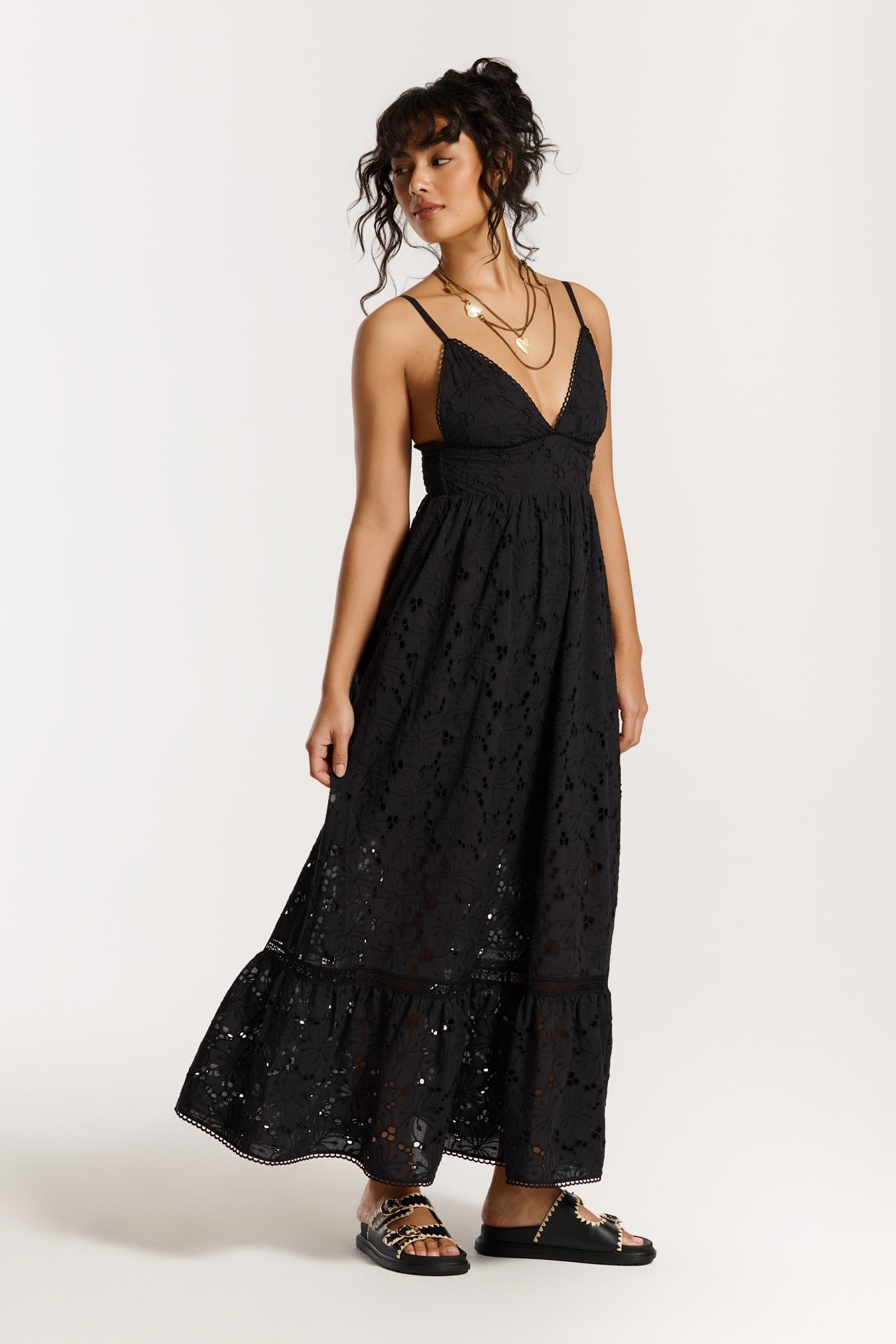 JASMIN DRESS FLOWER BRODERIE BLACK FLOWER BRODERIE 2