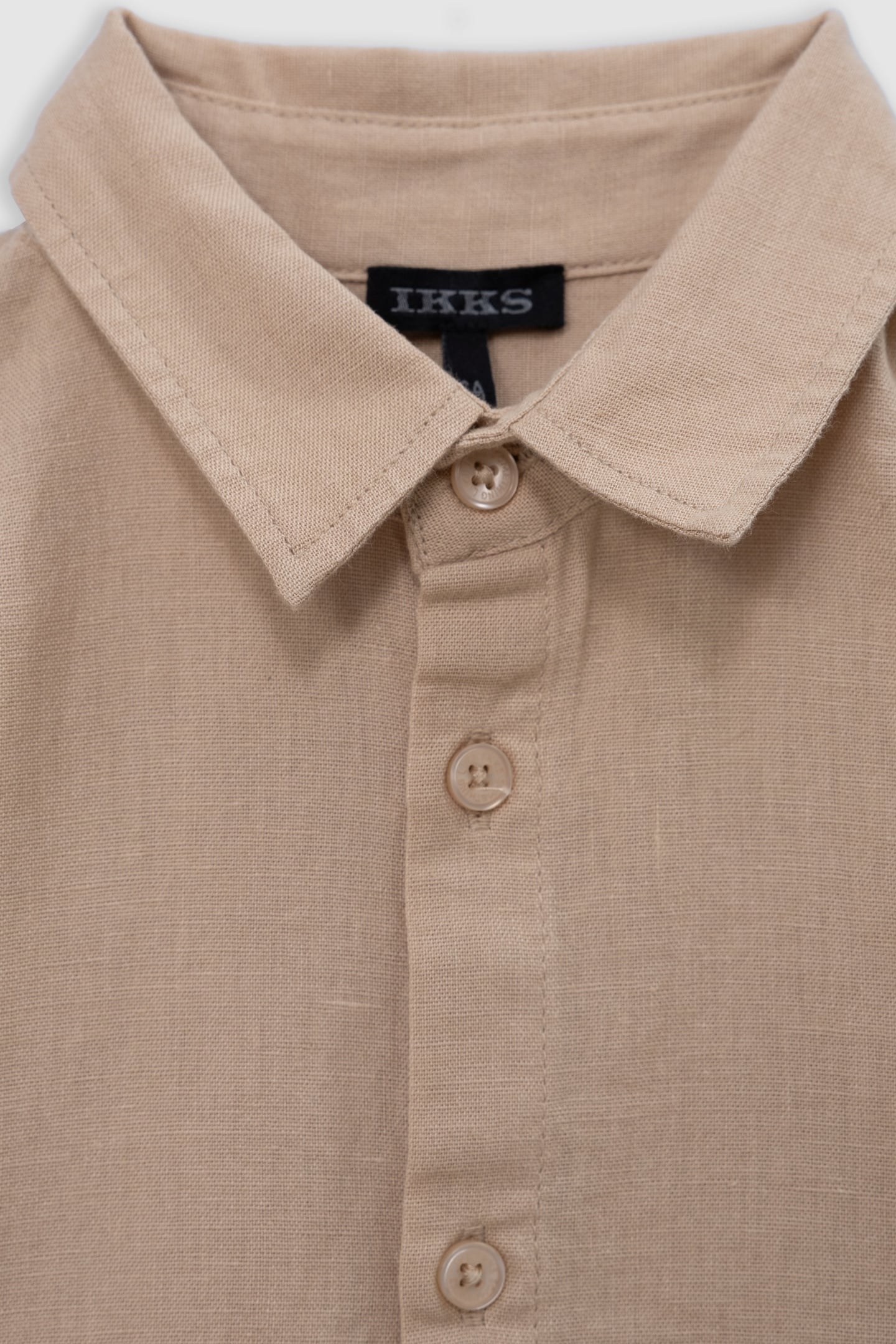BEIGE COTTON AND LINEN MIX SHIRT 4