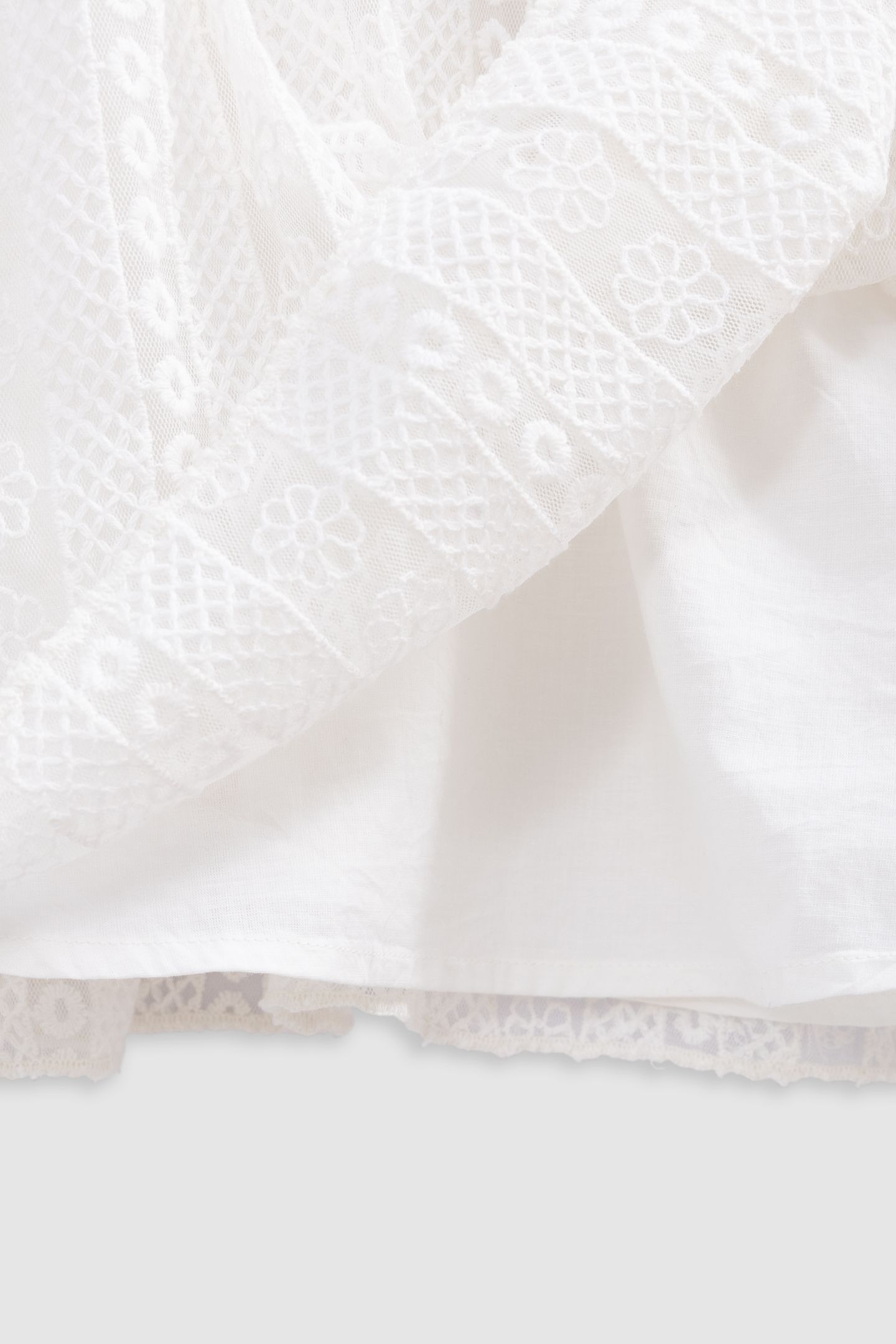 ECRU LACE DRESS WITH FLOUNCED BIB 5