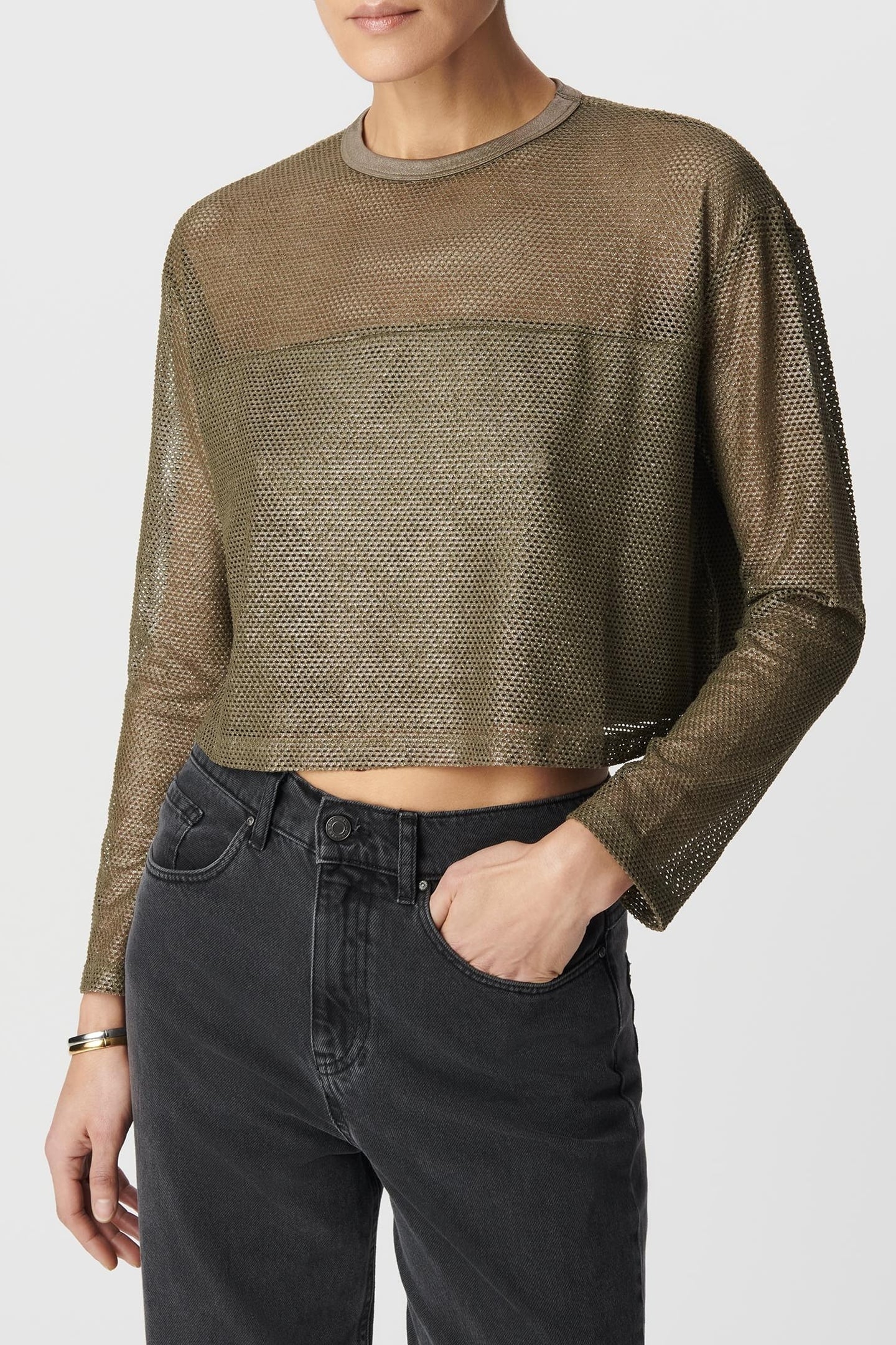KHAKI COATED MESH SWEATSHIRT 2