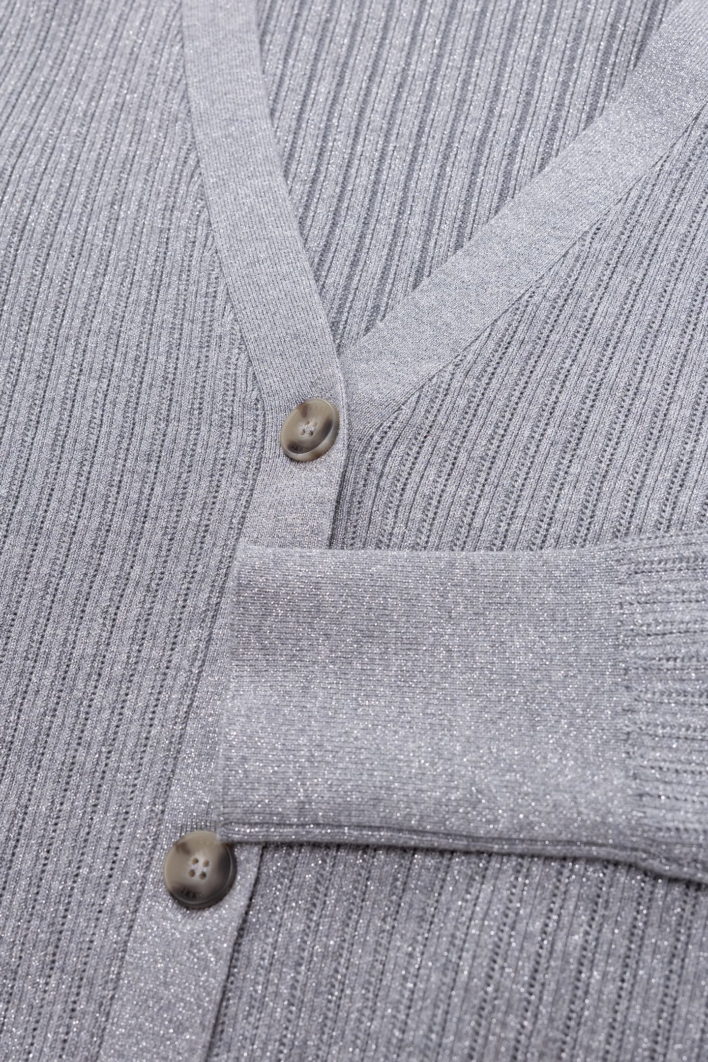 CHIC GREY OPENWORK LUREX CARDIGAN 8