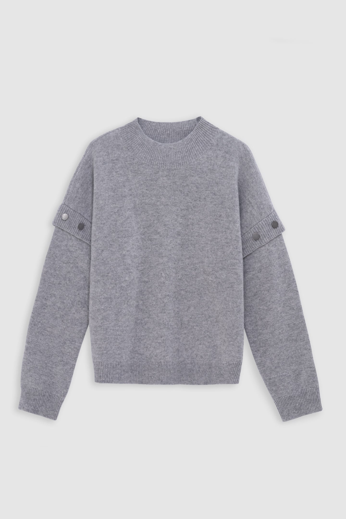 GREY KNITTED SWEATER WITH STUDDED ARMHOLE DESIGN 1