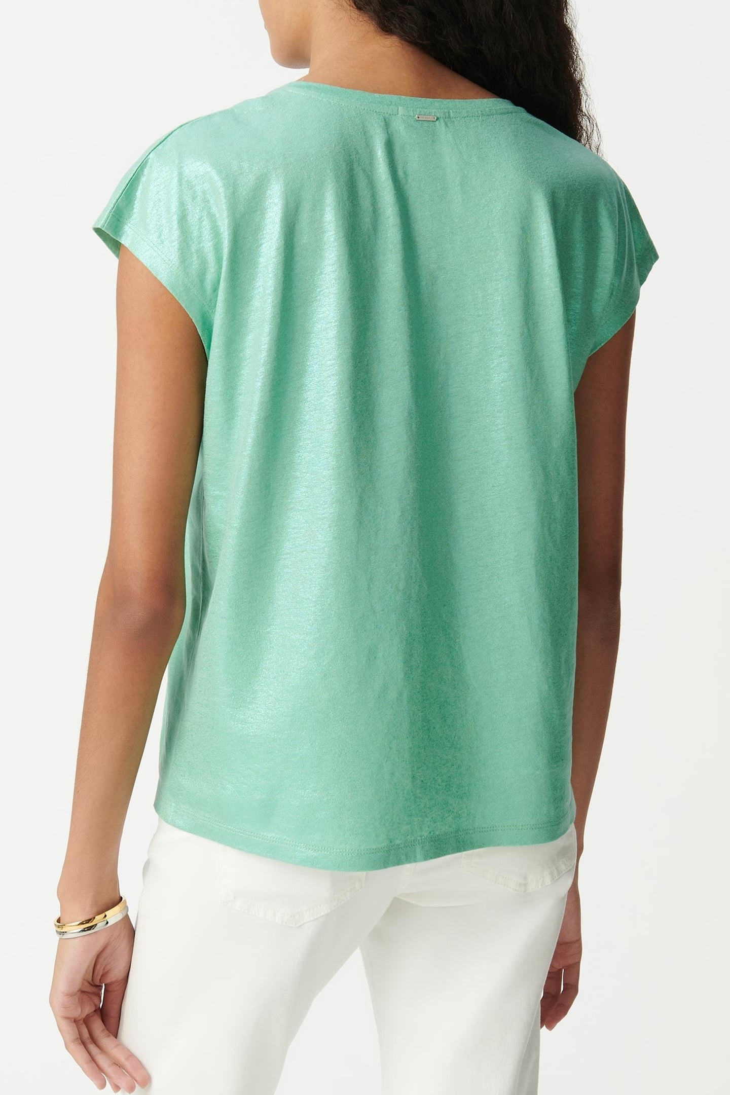GREEN V-NECK IRIDESCENT KNIT TEE 2