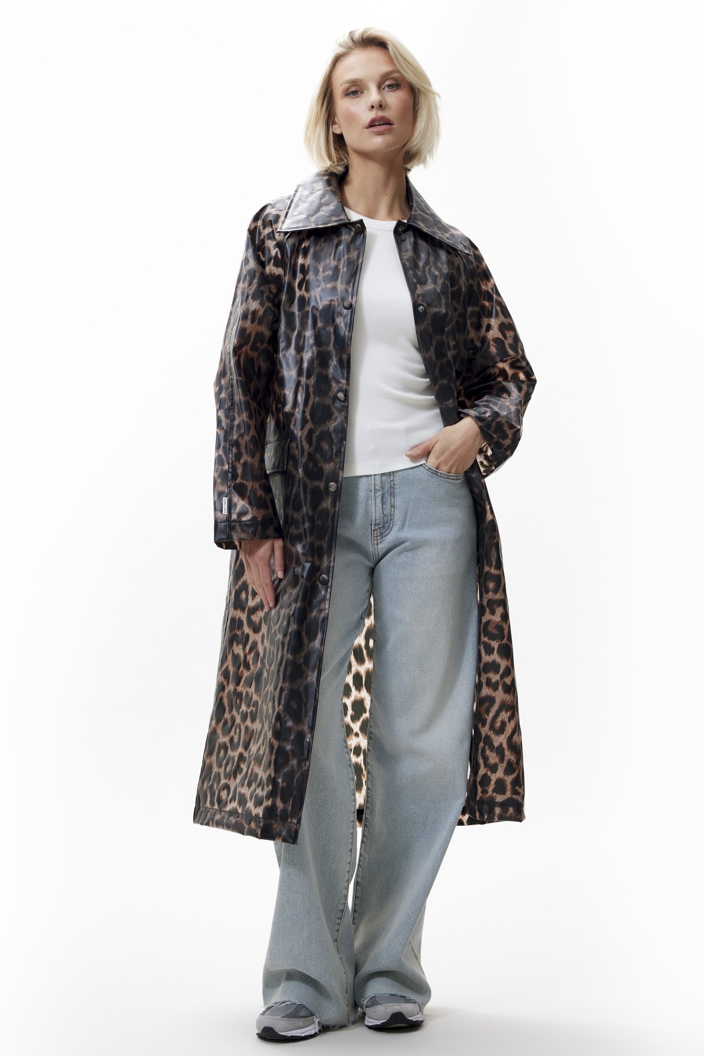 LEOPARD LONG RAINCOAT GREY MORN 1