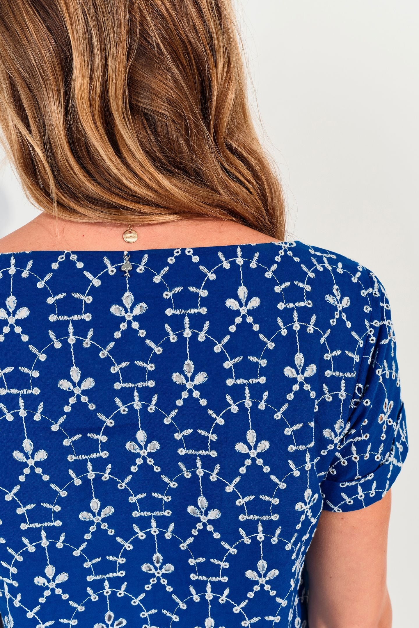 RIOMA - BLUE DRESS WITH ALL-OVER EMBROIDERY 5