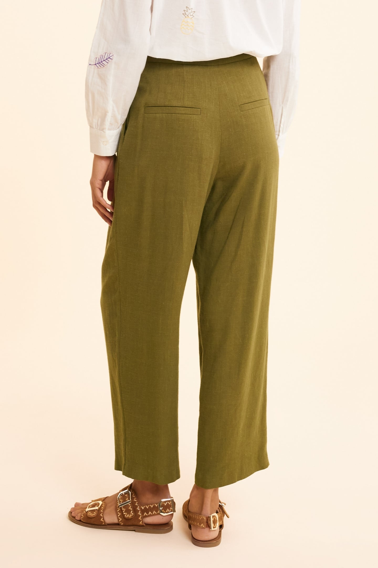 KHAKI LINEN BLEND SUIT PANTS KHAKI 4