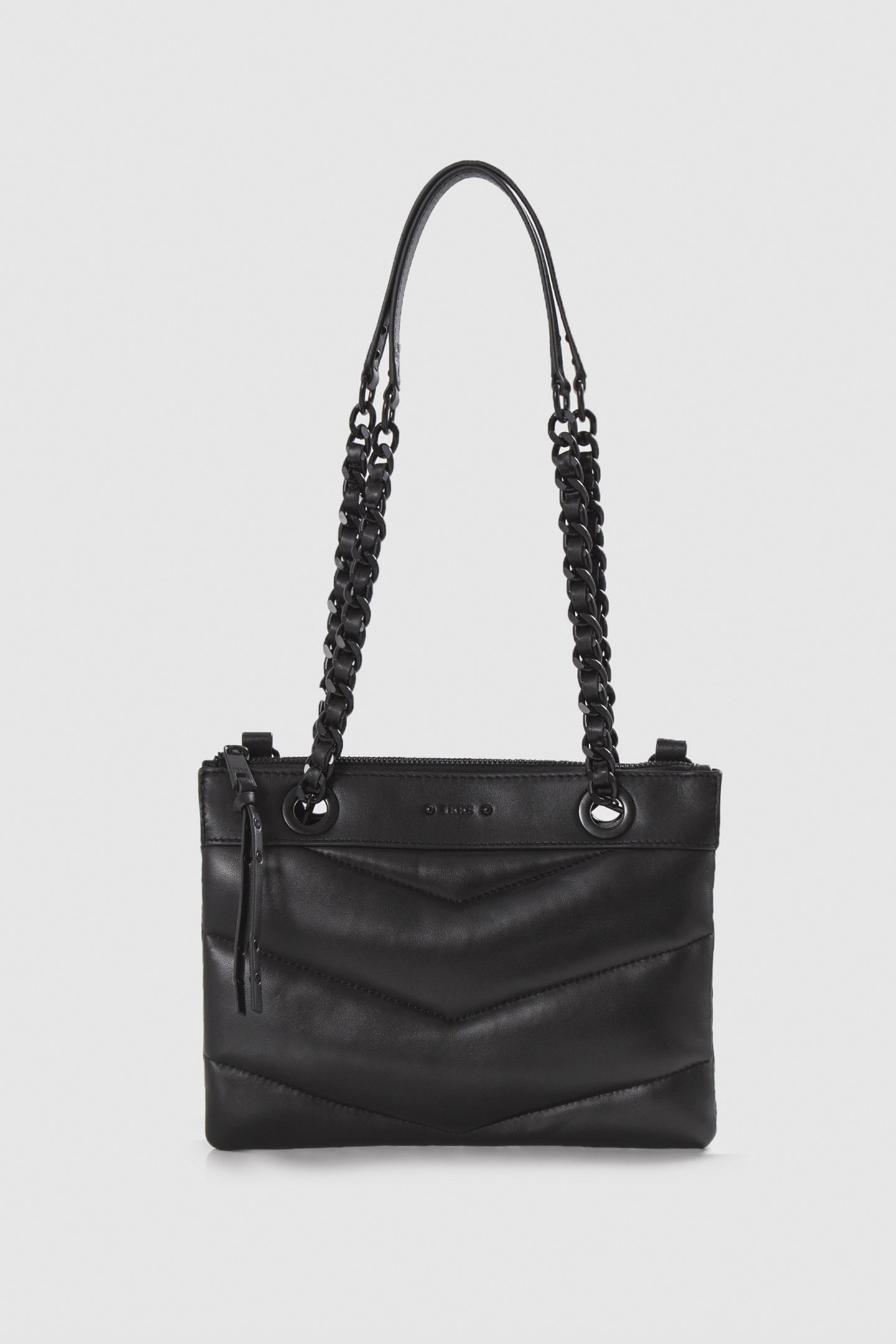 BLACK LEATHER 1440 REPORTER PUFFY CLUTCH BAG 2