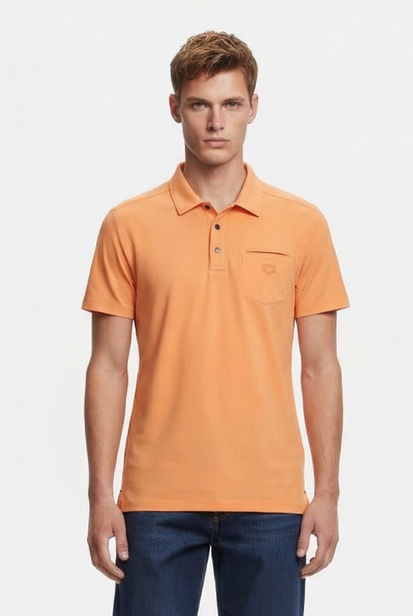 MEN'S POLOSHIRT POCKET SOLID SALMON PINK 1