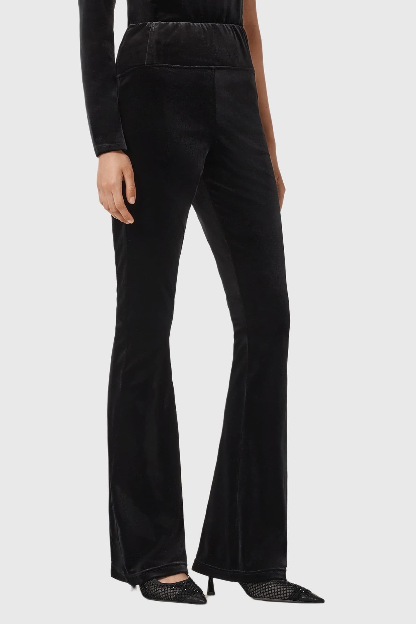 ZANNI FLARE TROUSER VELVET BLACK 1