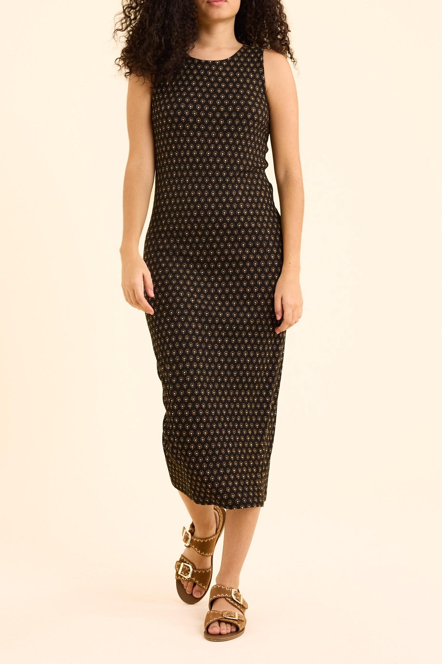 BLACK FLORAL HEART PRINT TUBE DRESS BLACK 1