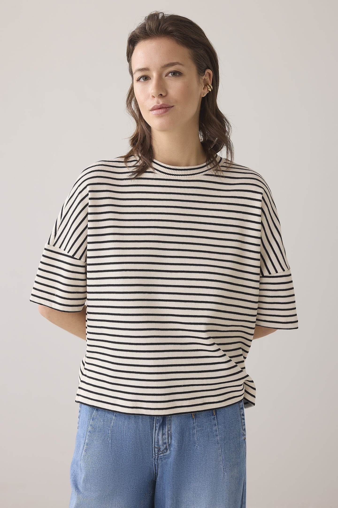 BOXY TOP STRIPE WAFFLE BLACK 2