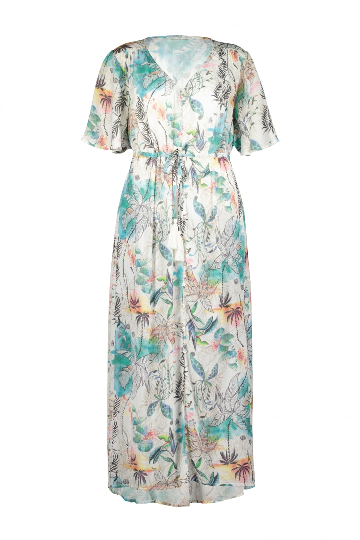 MAXI DRESS JAZZY IN OFFWHITE WITH PALM FESTIVAL PRINT 6