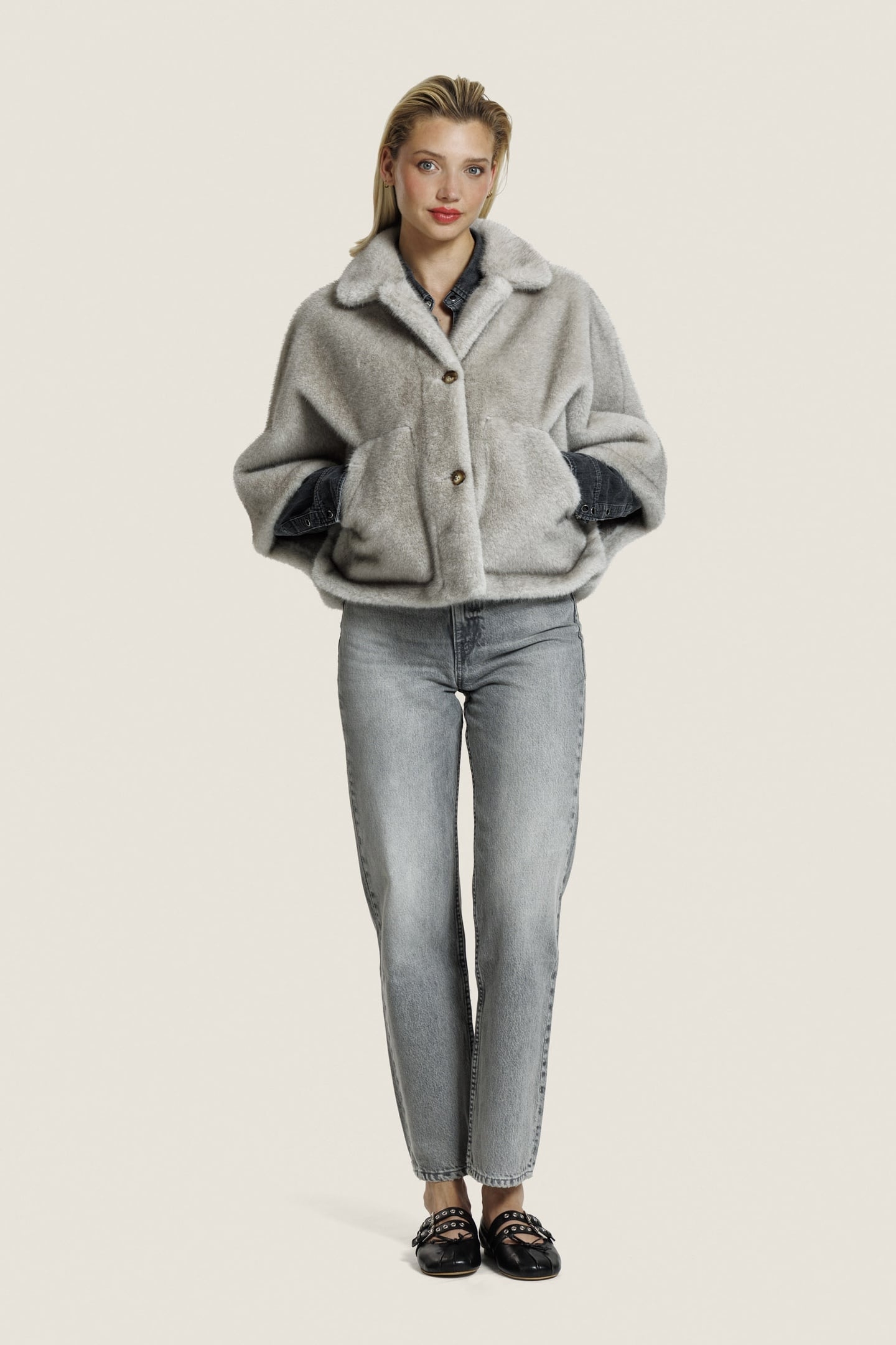 LENA FUR JACKET CLAY 2