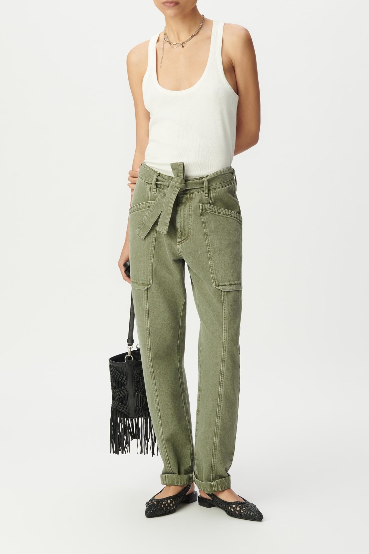 FADED KHAKI BATTLE JEANS WITH CARGO POCKETS 2