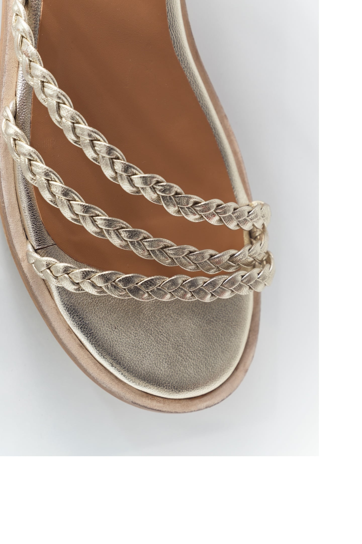 O.FIRMA - GOLDEN LEATHER SANDALS WITH BRAIDED STRAPS 2
