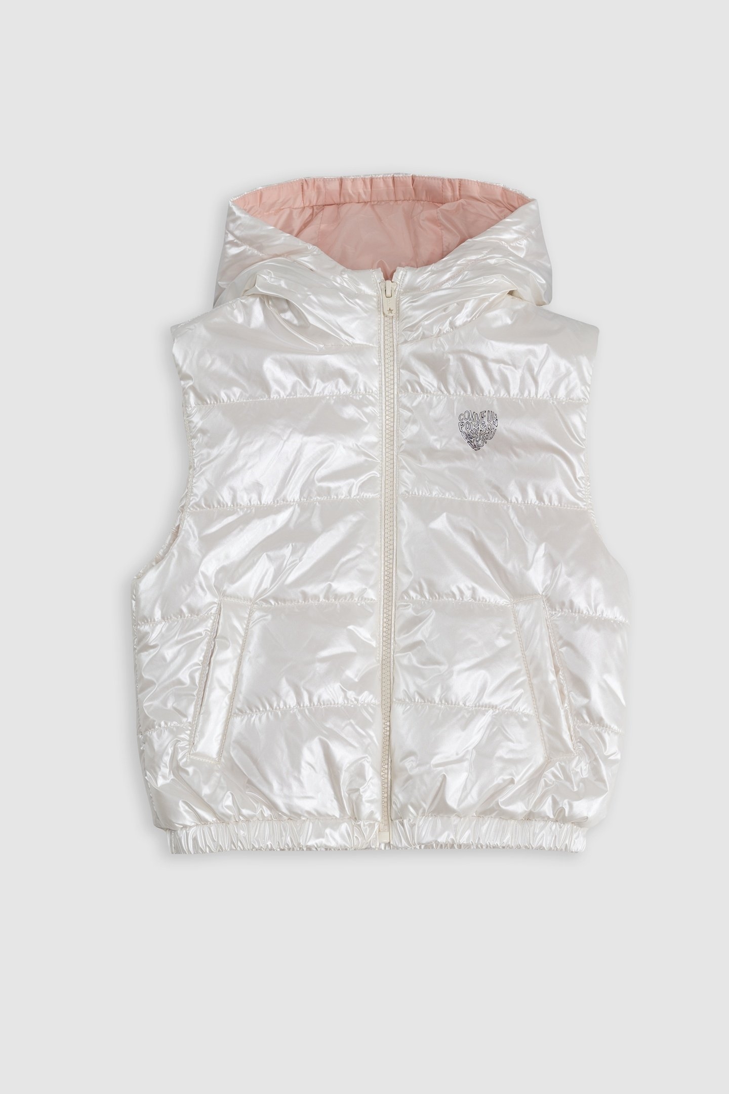 RECYCLED PADDED JACKET IN ECRU WITH HEART 1