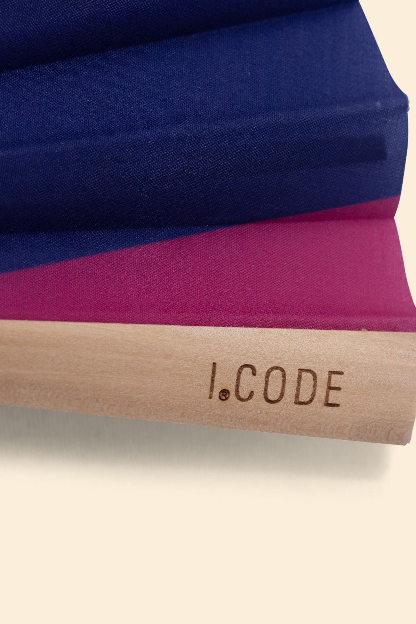 WOODEN FAN WITH MESSAGE AND BLUE STRIPES INDIGO 4