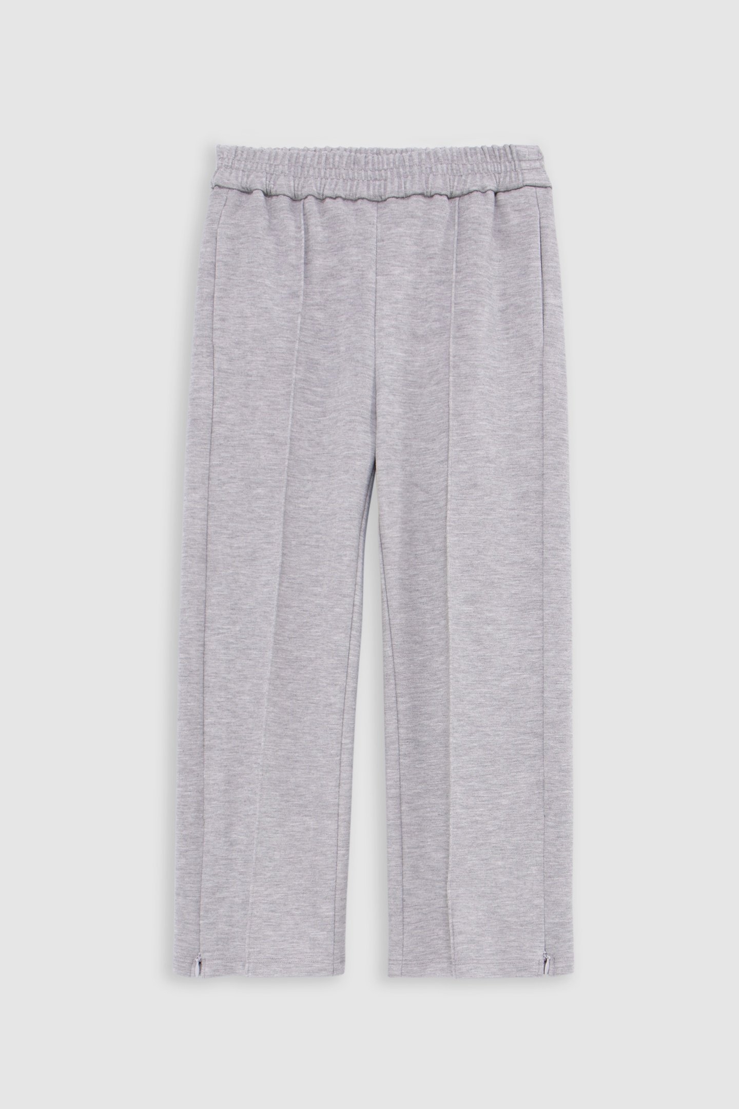 GIRL'S GREY ZIPPED CUFF WIDE-LEG JOGGERS, FIXED SEAMS 1