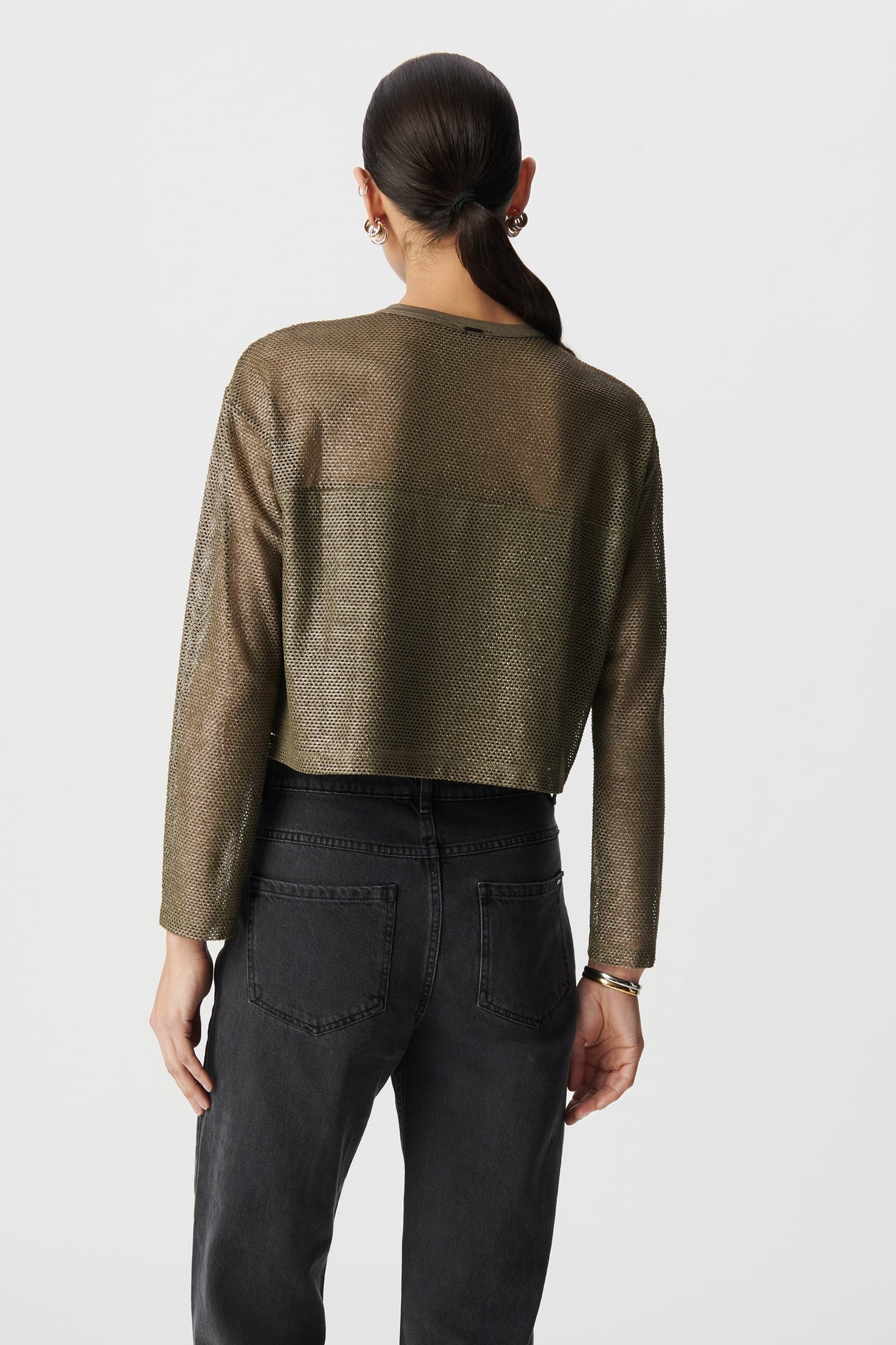 KHAKI COATED MESH SWEATSHIRT 3