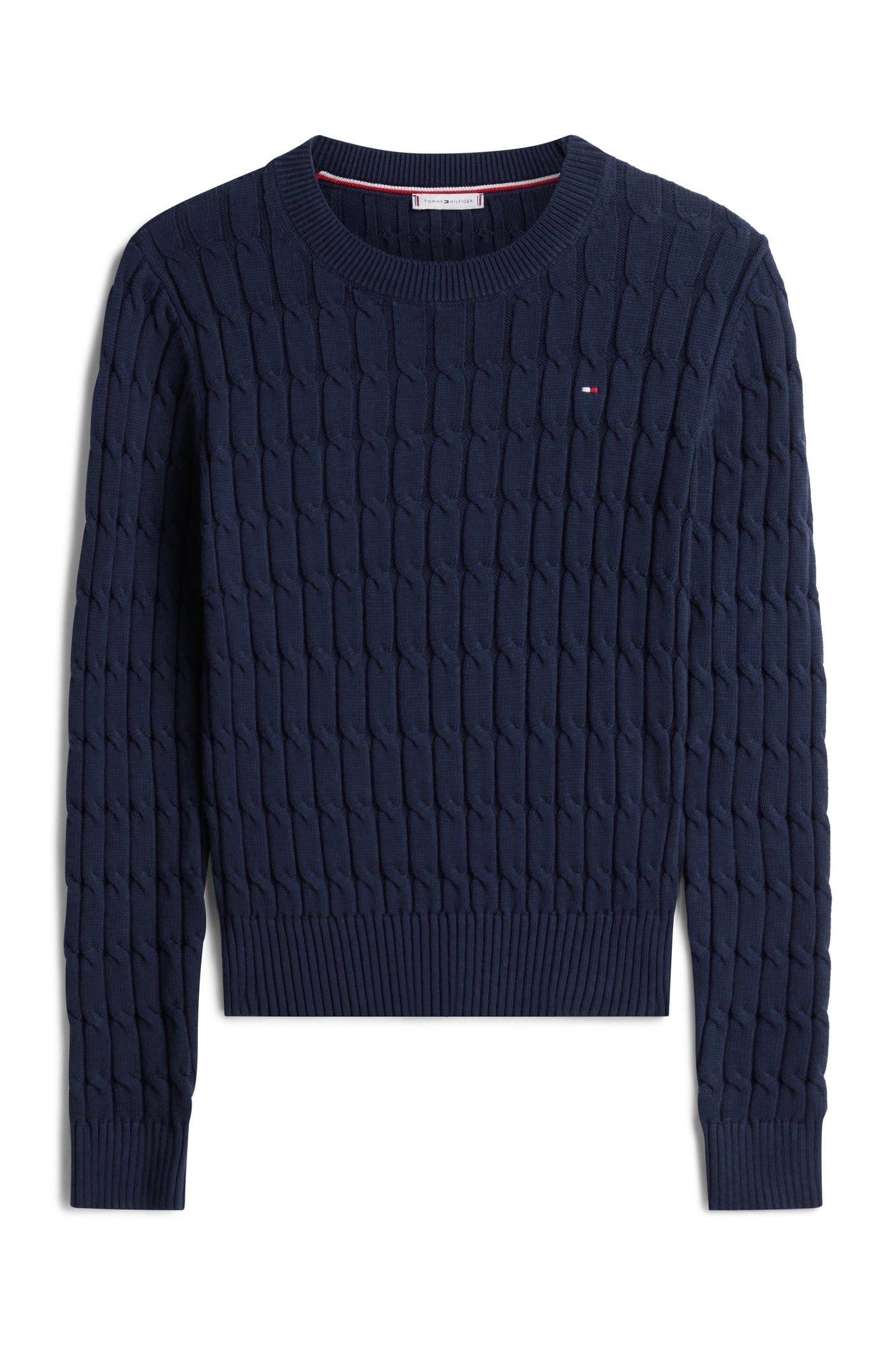 CABLE KNIT CREW NECK JUMPER DARK NIGHT NAVY 5