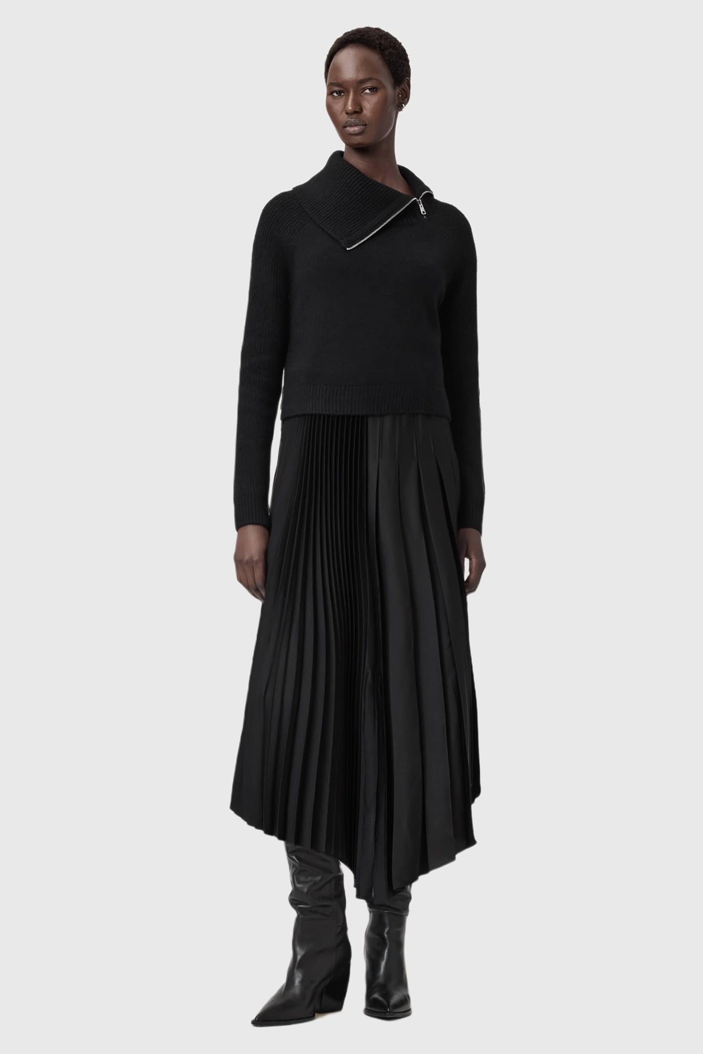 JAX ROLL NECK DRESS BLACK 1